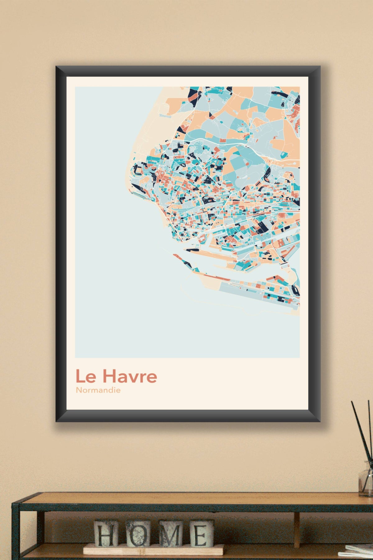 Plan du Havre coloré - Carte personnalisée