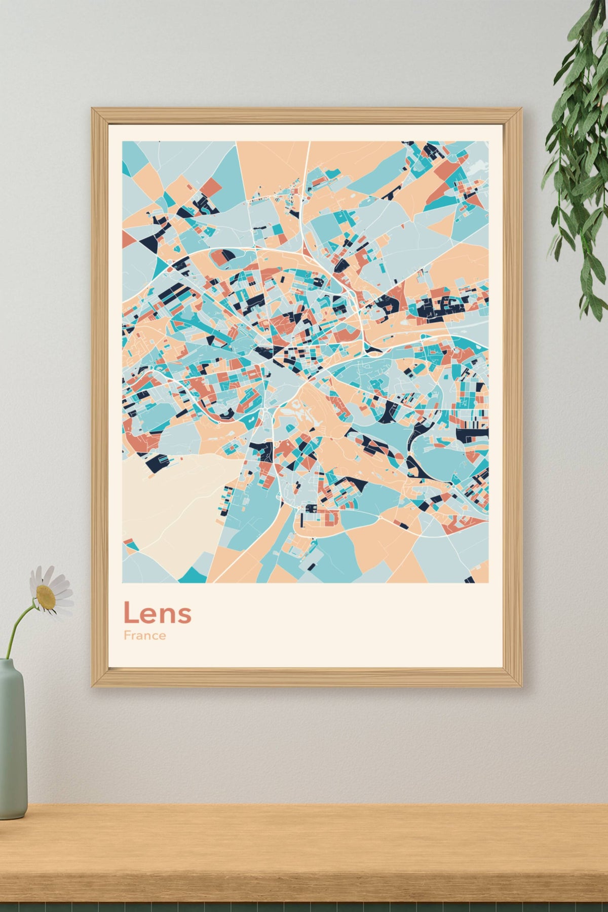 Plan de Lens coloré - Carte personnalisée