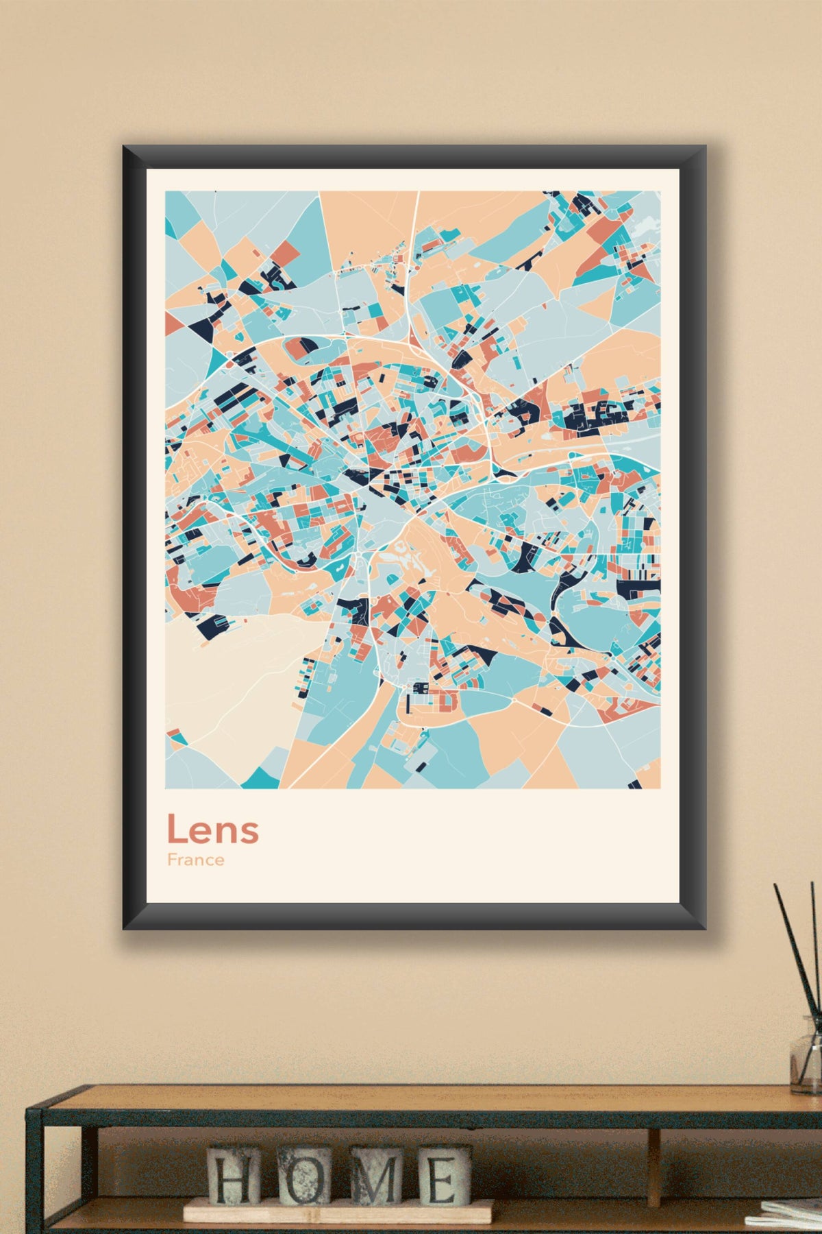 Plan de Lens coloré - Carte personnalisée