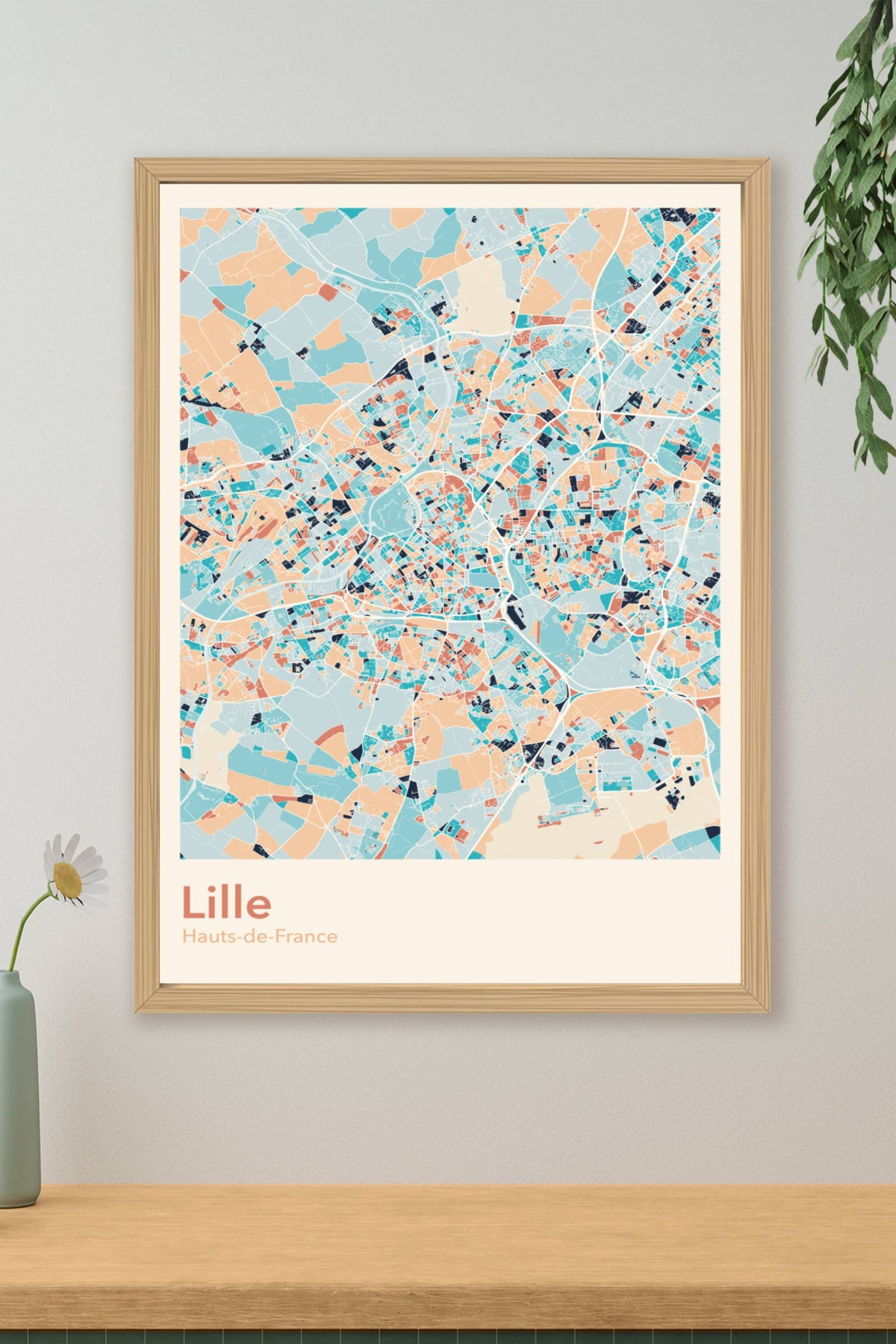 Plan de Lille coloré - Carte personnalisée