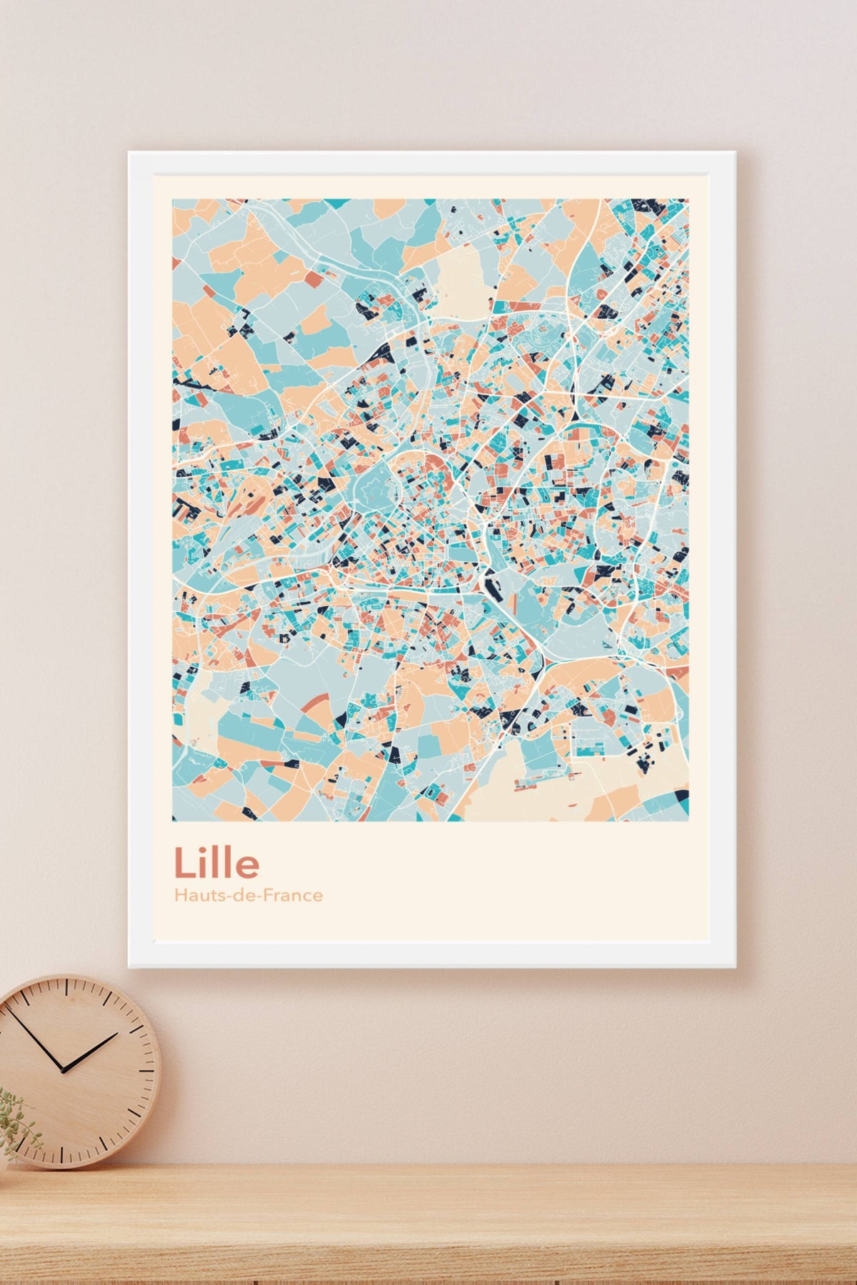Plan de Lille coloré - Carte personnalisée