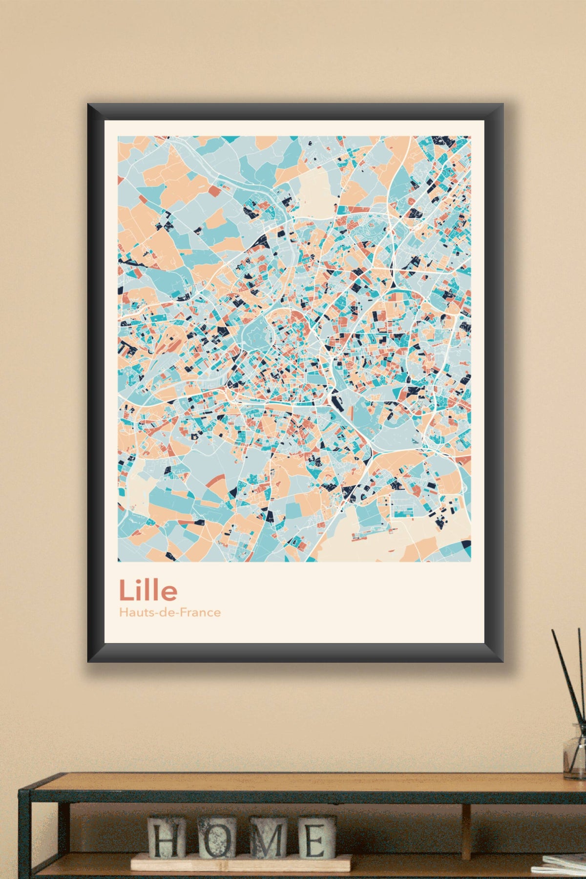 Plan de Lille coloré - Carte personnalisée