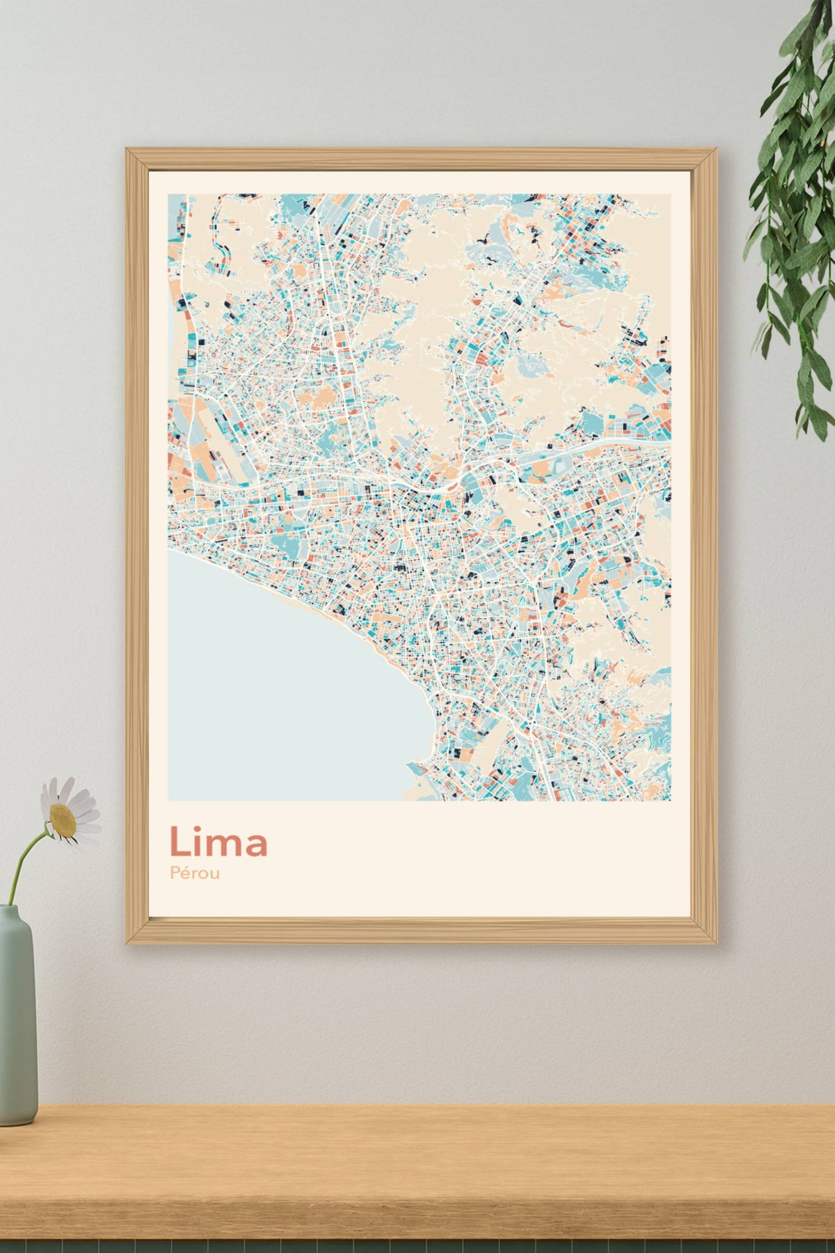 Plan de Lima coloré - Carte personnalisée