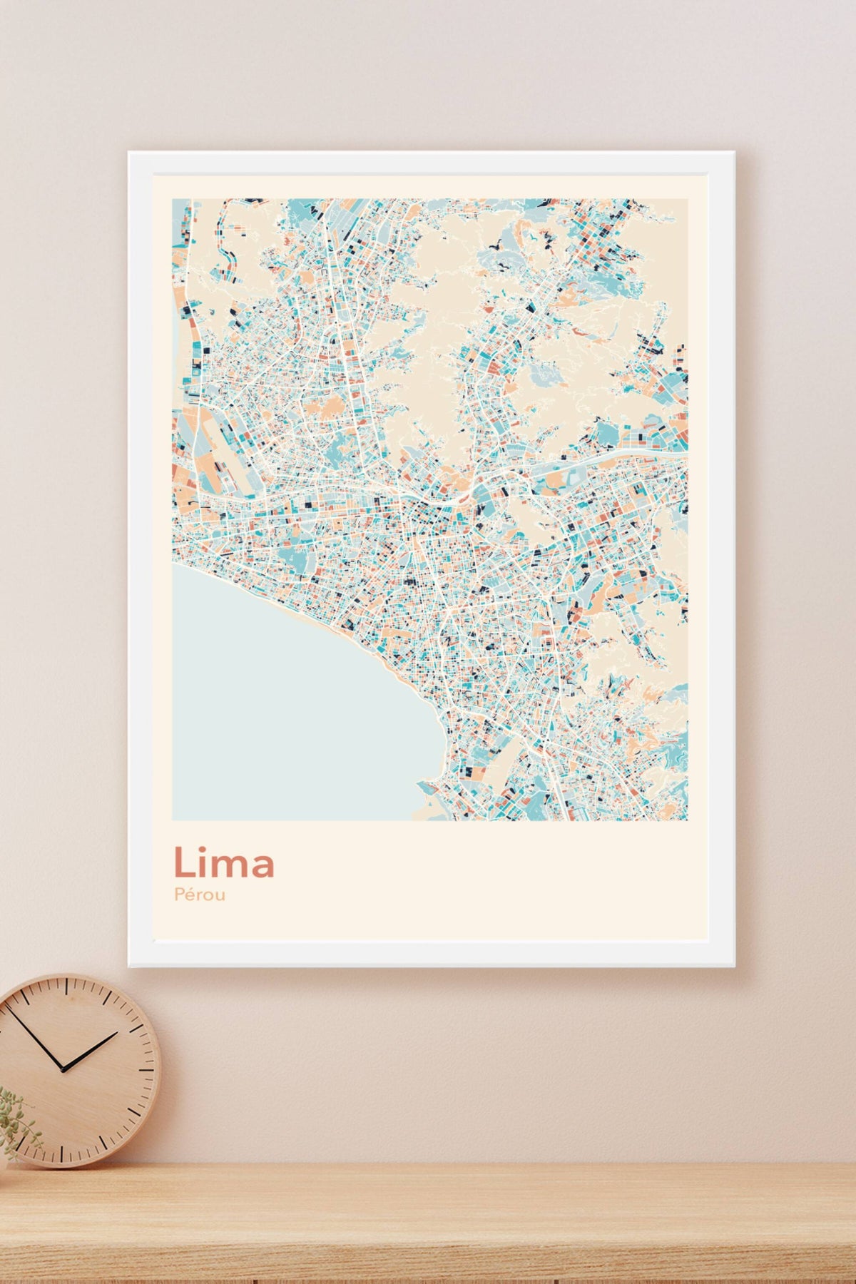 Plan de Lima coloré - Carte personnalisée