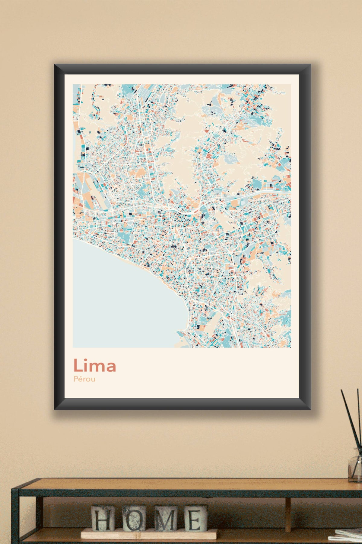 Plan de Lima coloré - Carte personnalisée