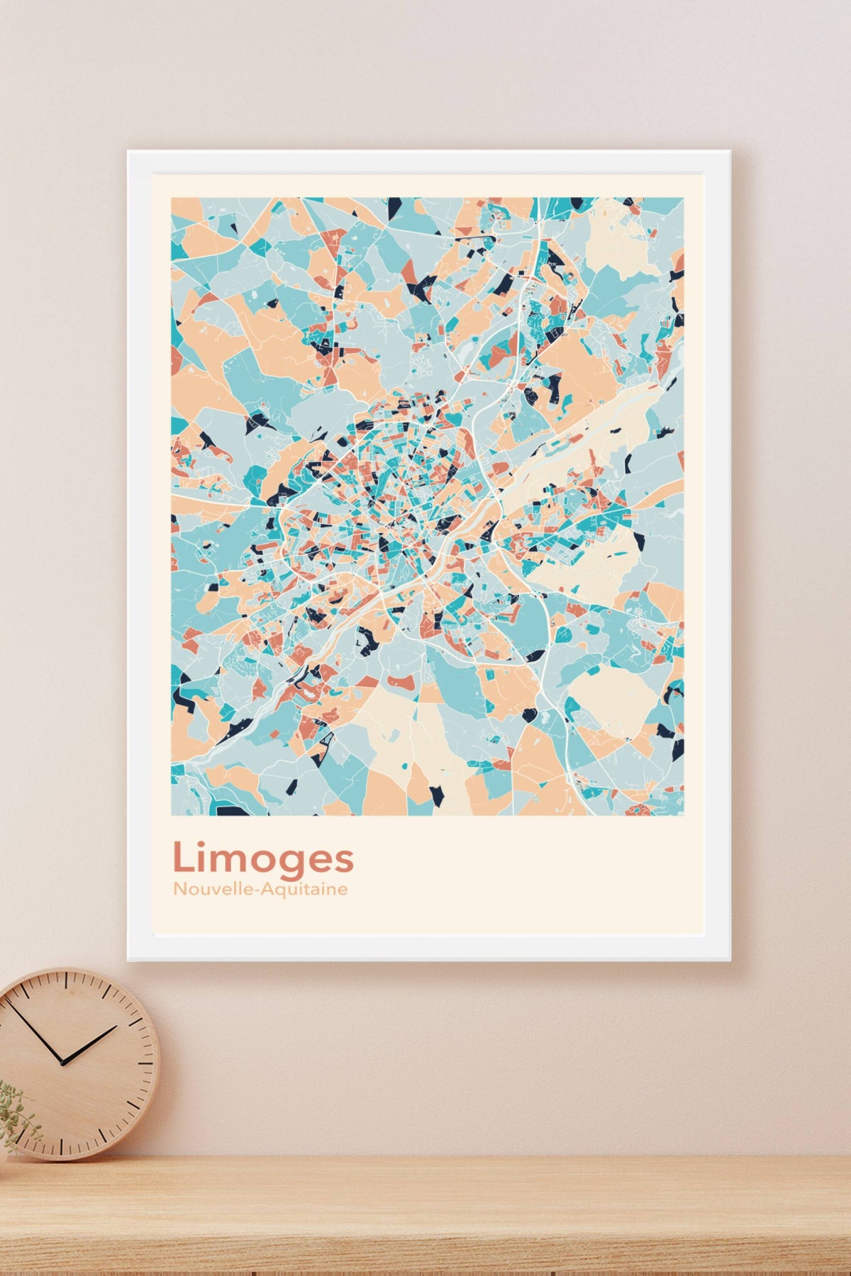 Plan de Limoges coloré - Carte personnalisée