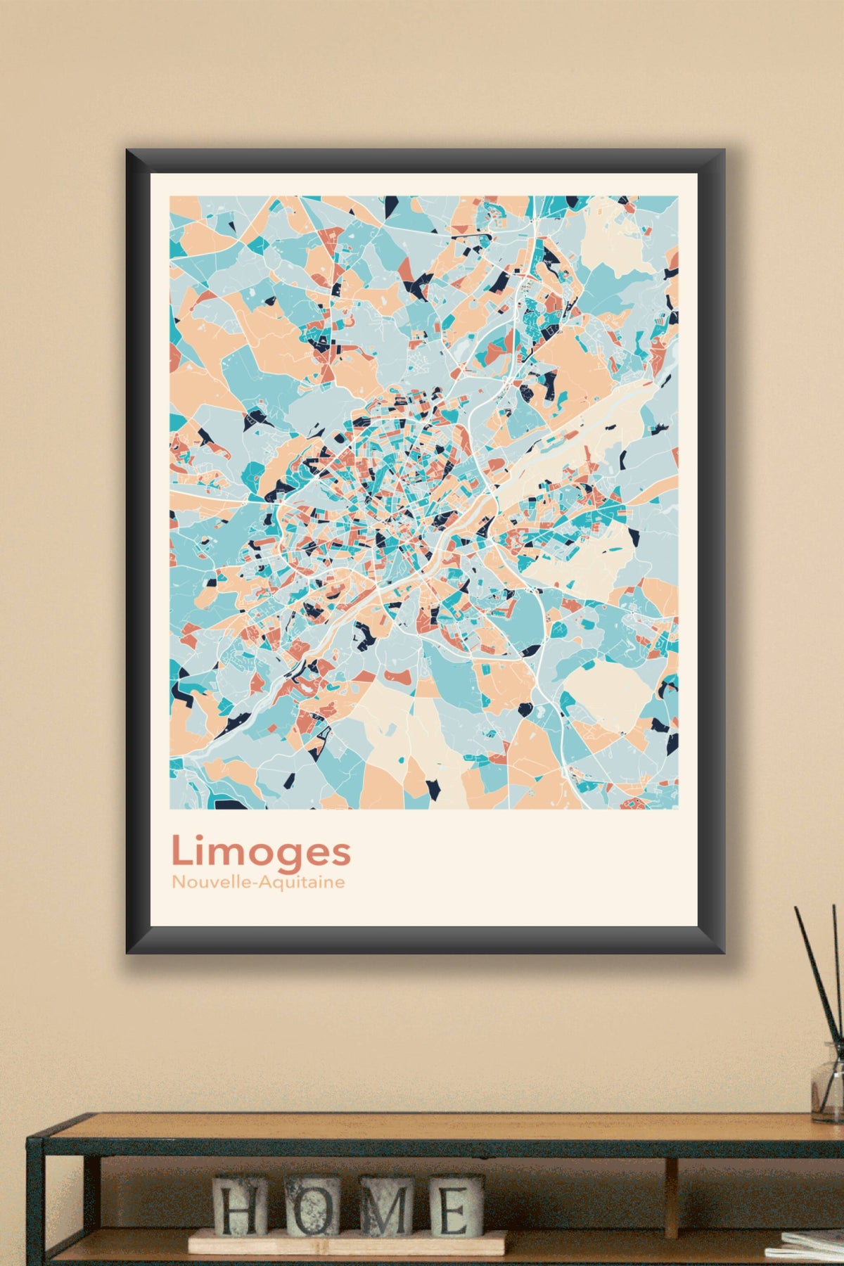 Plan de Limoges coloré - Carte personnalisée