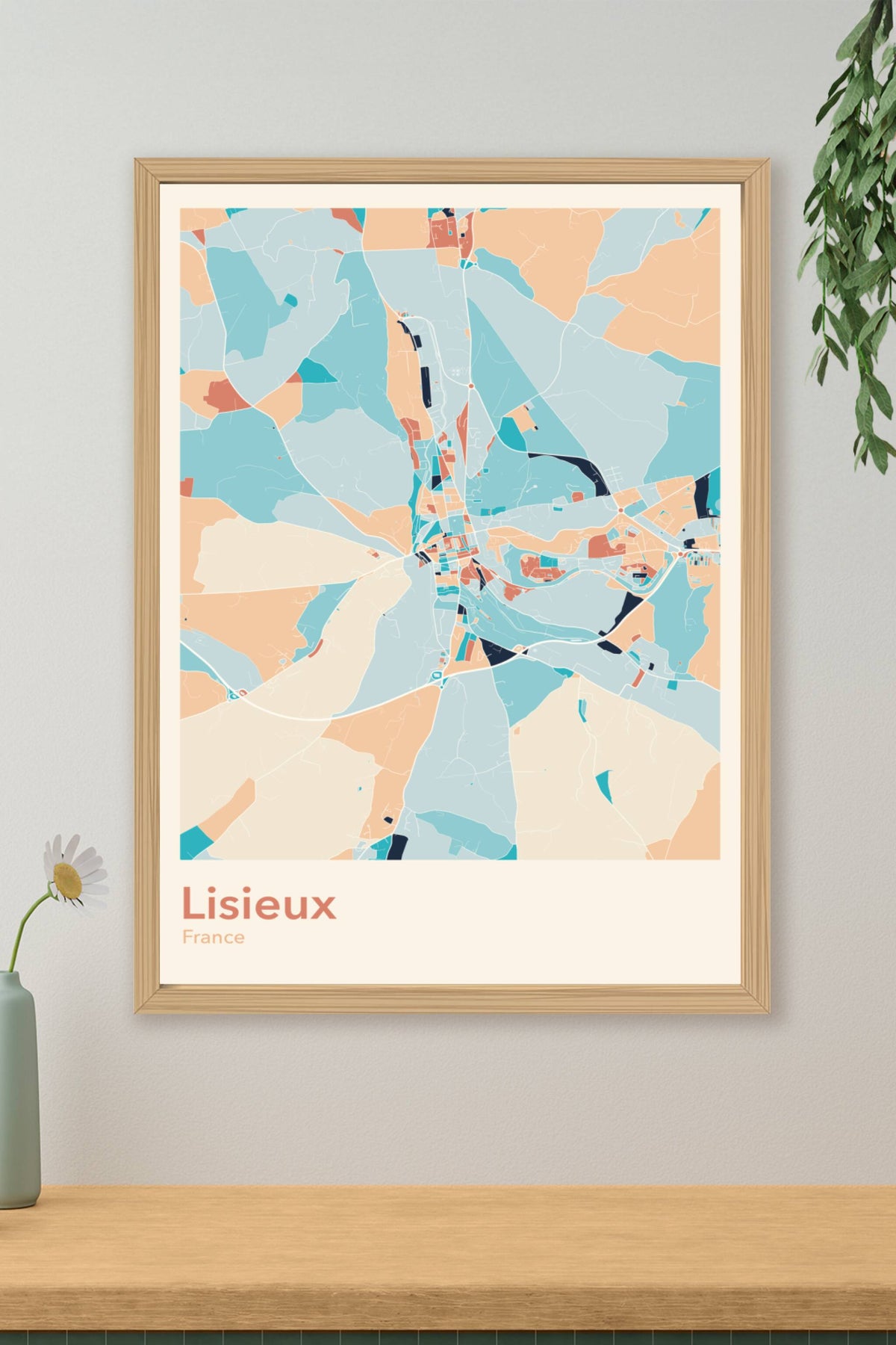 Plan de Lisieux coloré - Carte personnalisée