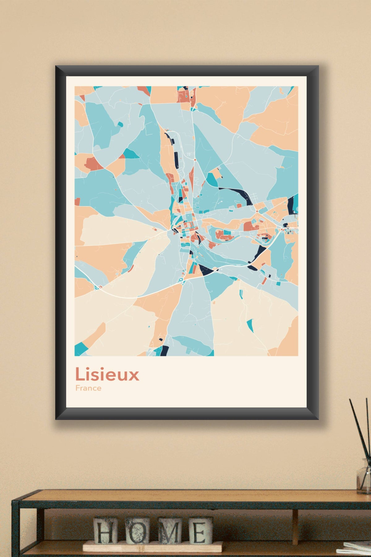 Plan de Lisieux coloré - Carte personnalisée