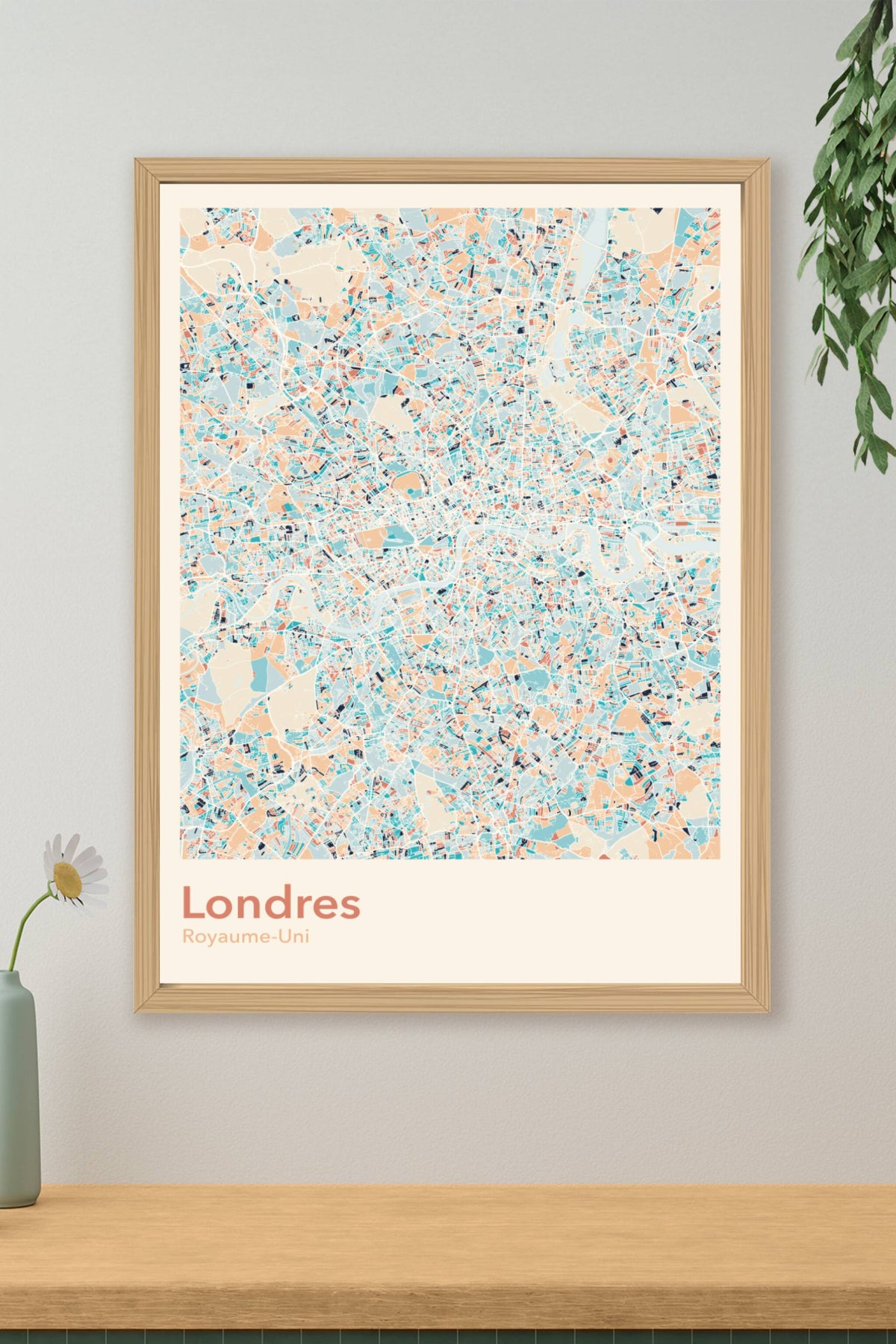 Plan de Londres coloré - Carte personnalisée