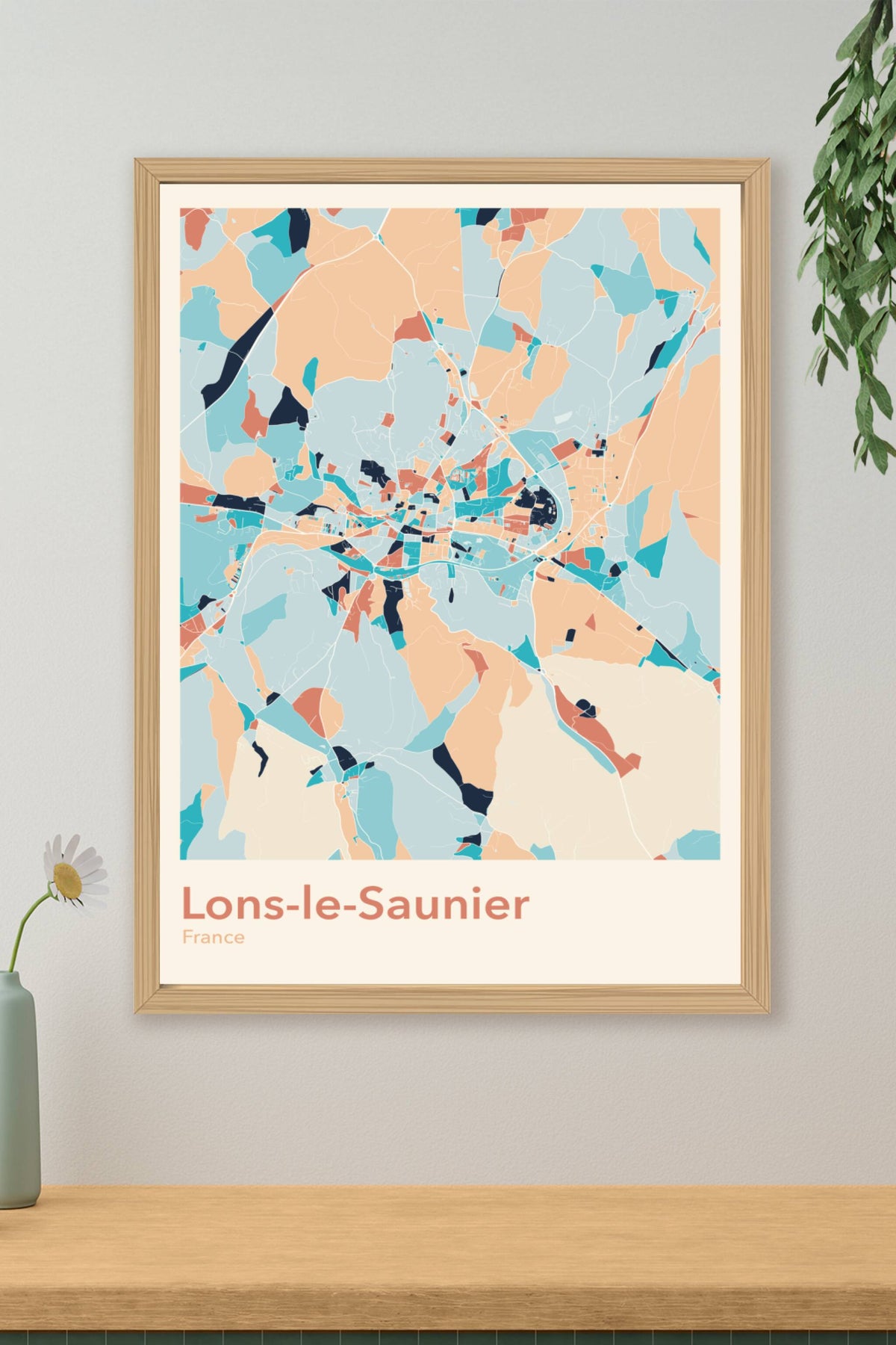 Plan de Lons-le-Saunier coloré - Carte personnalisée