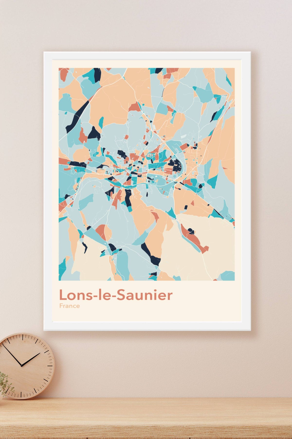 Plan de Lons-le-Saunier coloré - Carte personnalisée