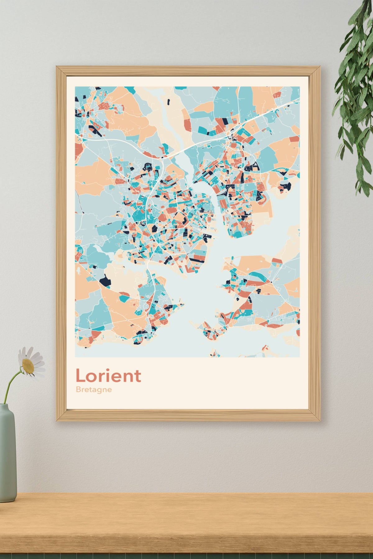 Plan de Lorient coloré - Carte personnalisée