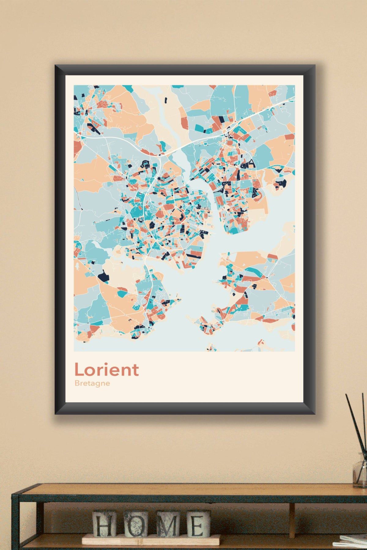 Plan de Lorient coloré - Carte personnalisée