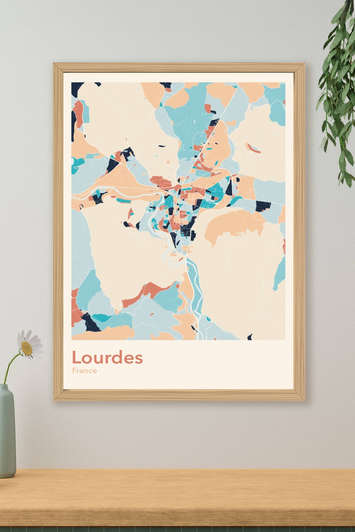 Plan de Lourdes coloré - Carte personnalisée