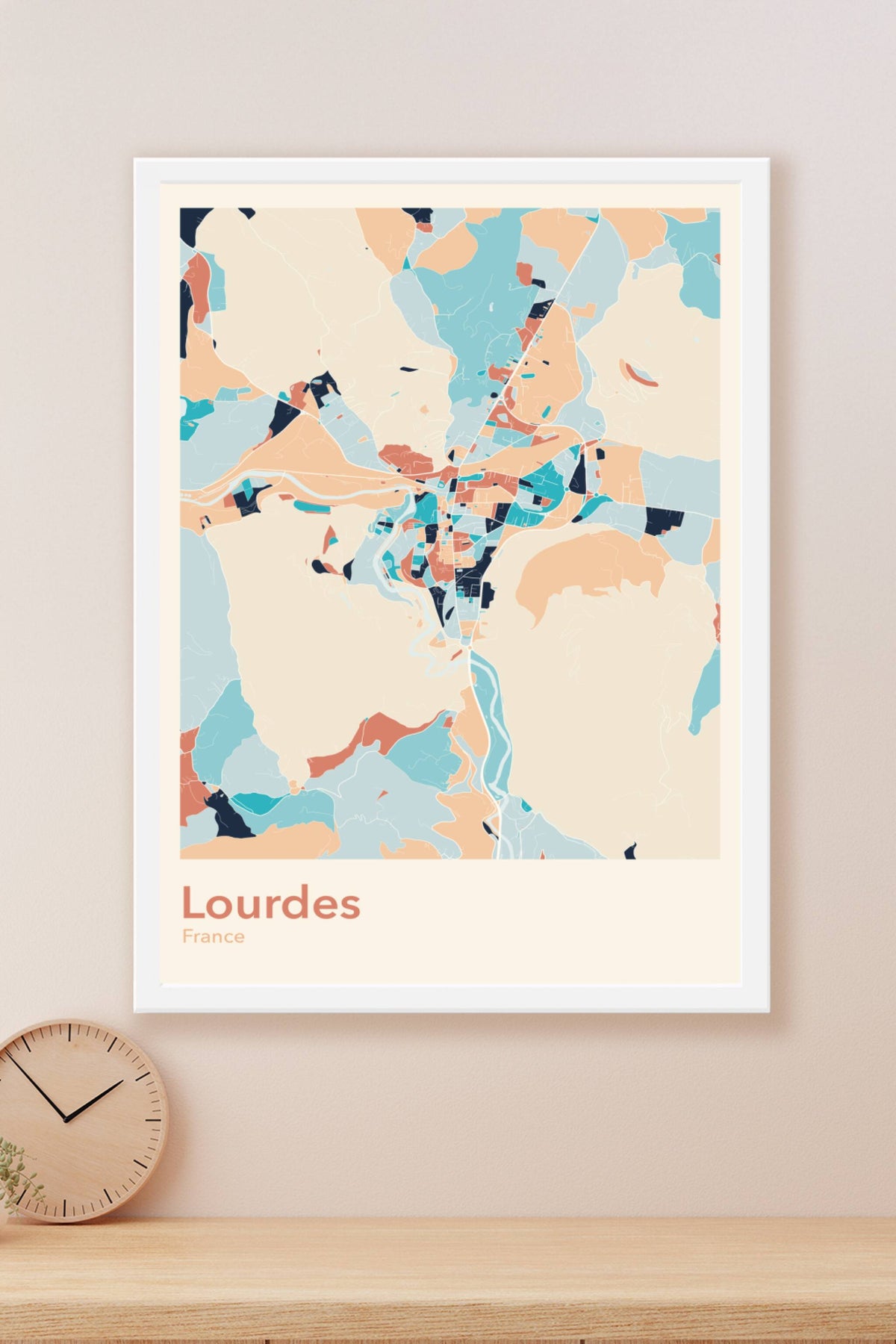 Plan de Lourdes coloré - Carte personnalisée