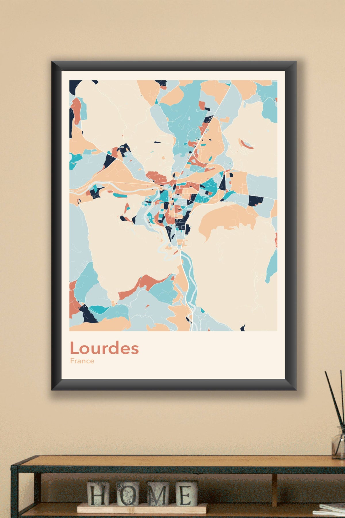 Plan de Lourdes coloré - Carte personnalisée