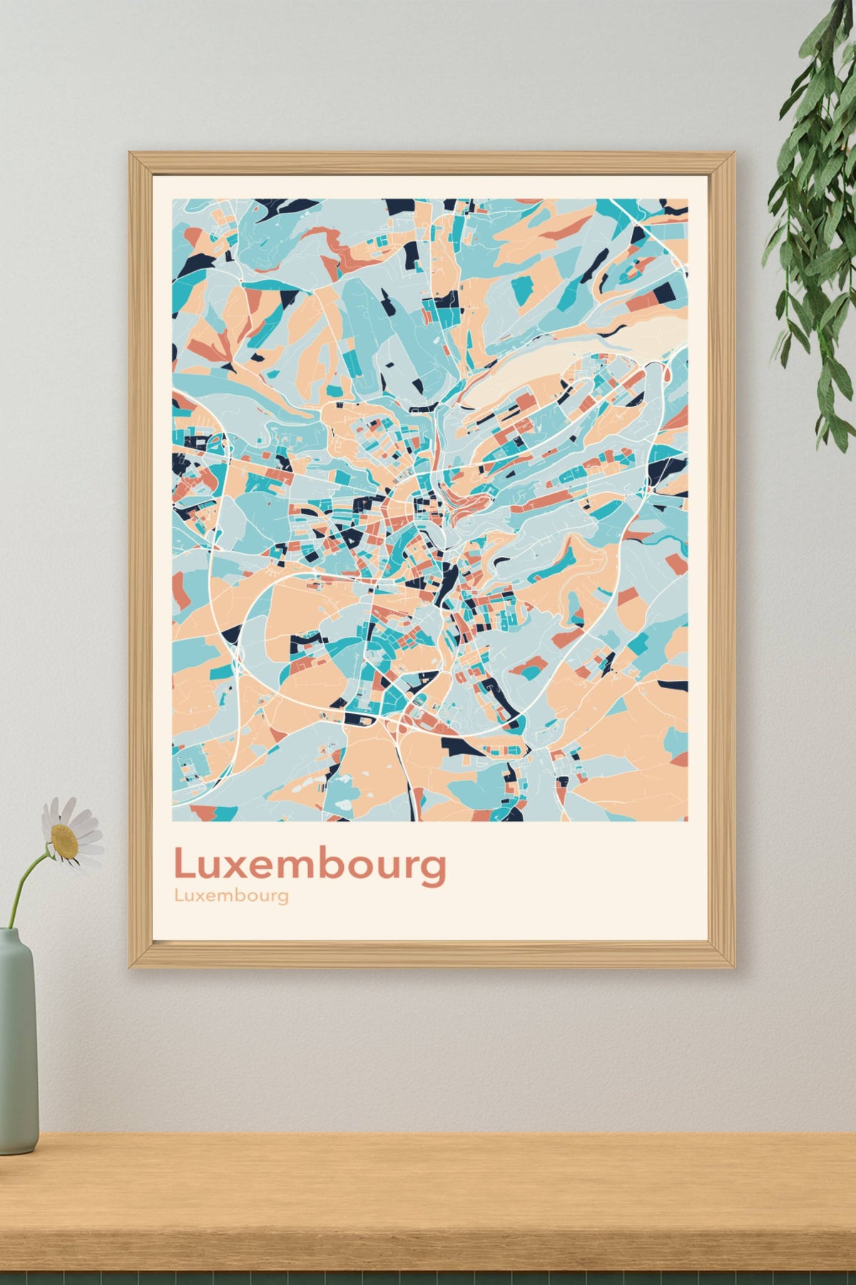 Plan de Luxembourg coloré - Carte personnalisée