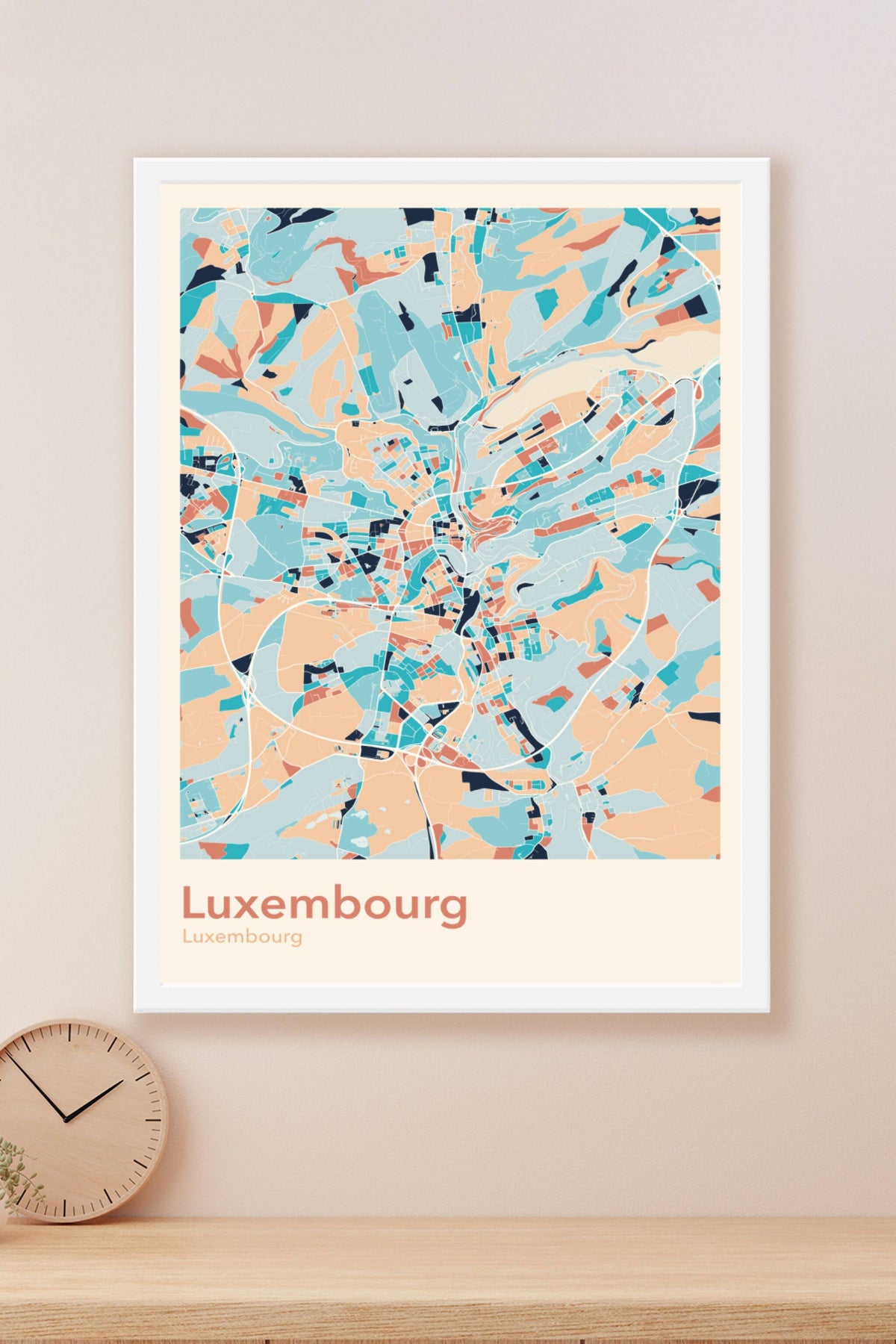 Plan de Luxembourg coloré - Carte personnalisée