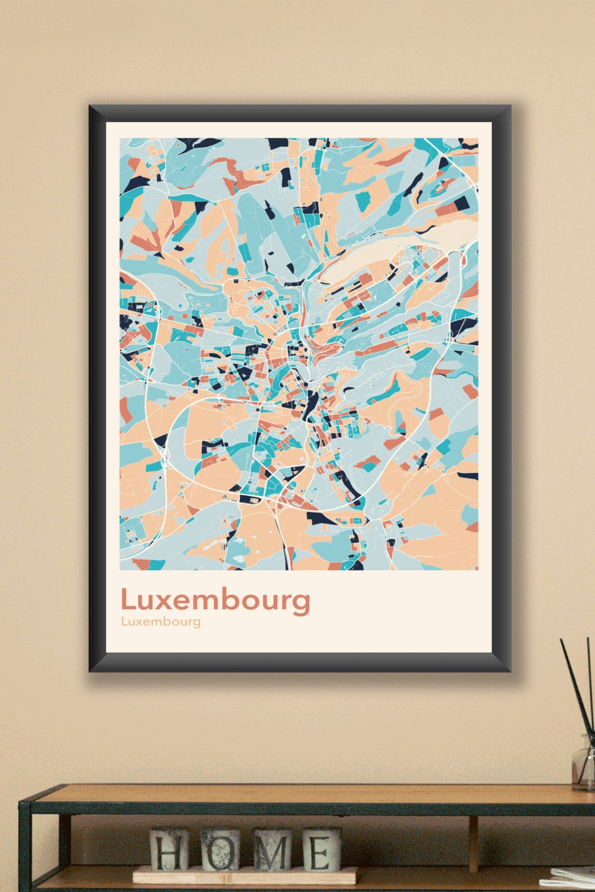 Plan de Luxembourg coloré - Carte personnalisée