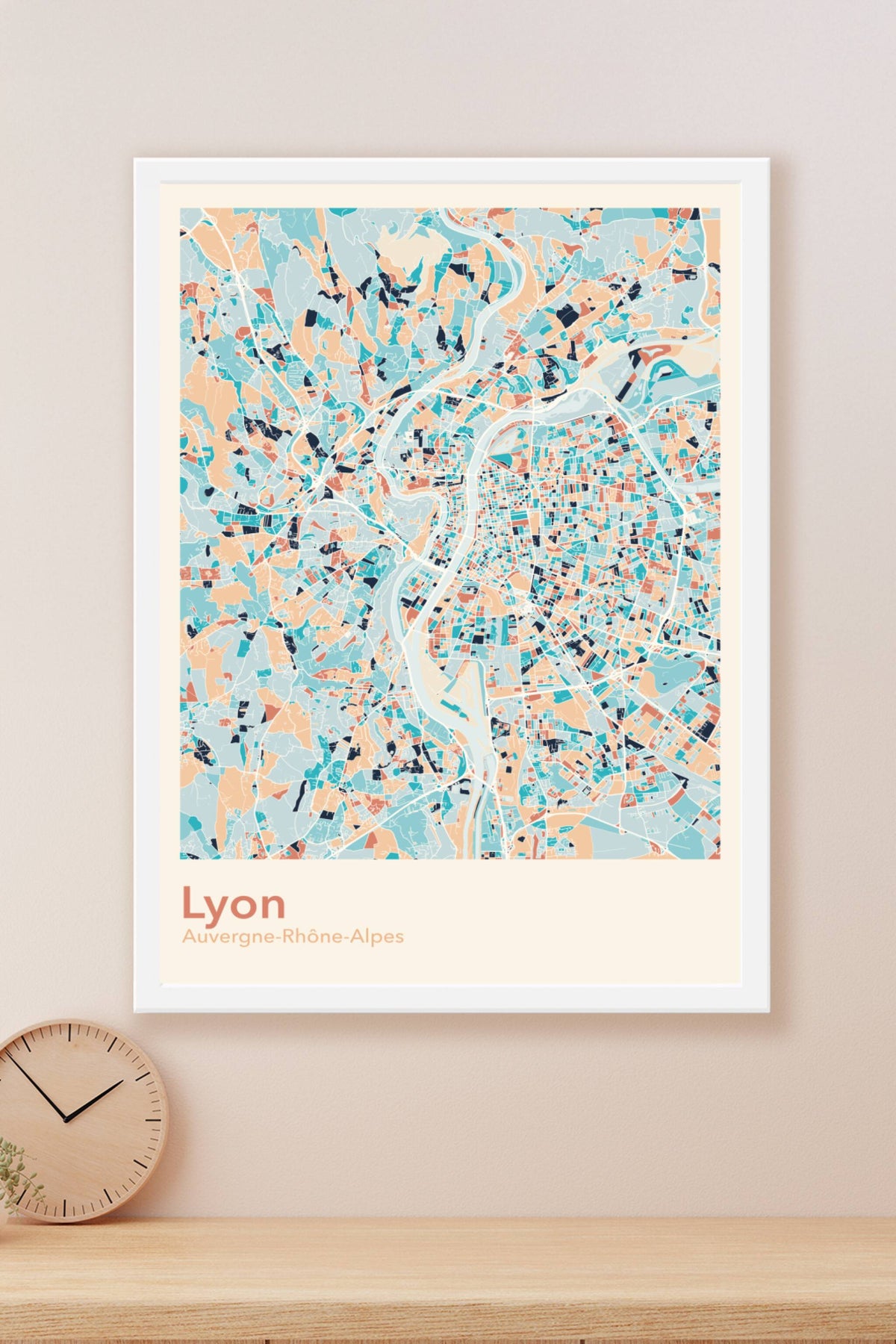 Plan de Lyon coloré - Carte personnalisée