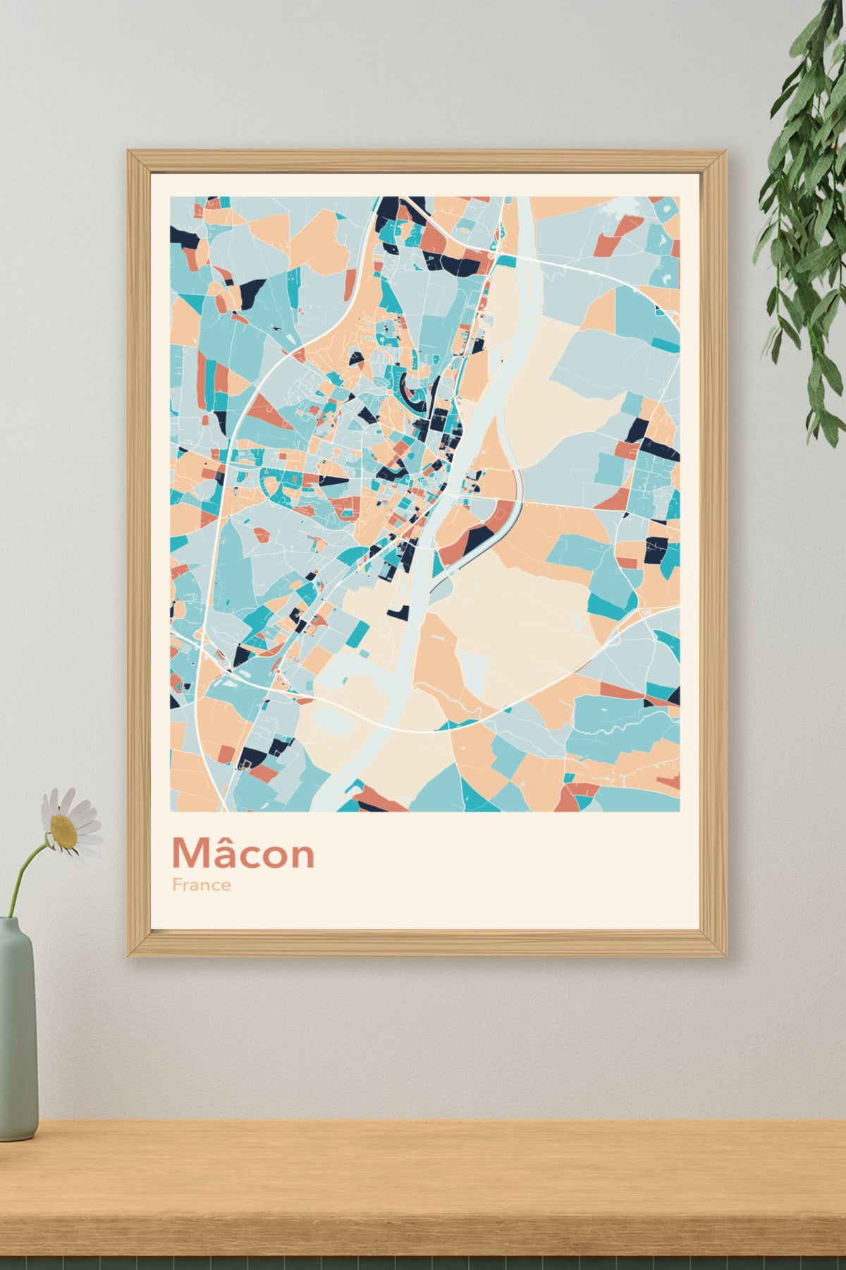 Plan de Mâcon coloré - Carte personnalisée