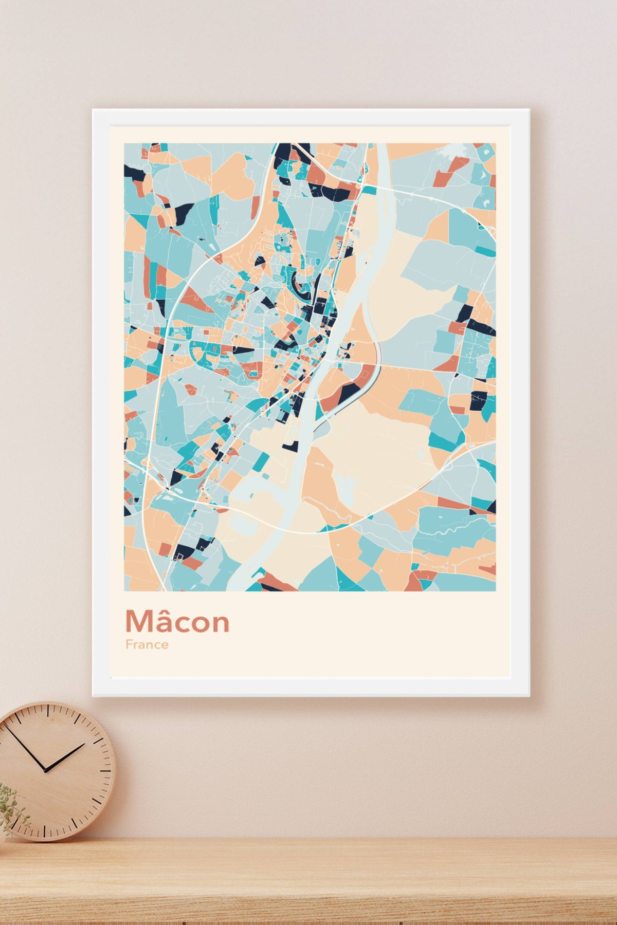 Plan de Mâcon coloré - Carte personnalisée