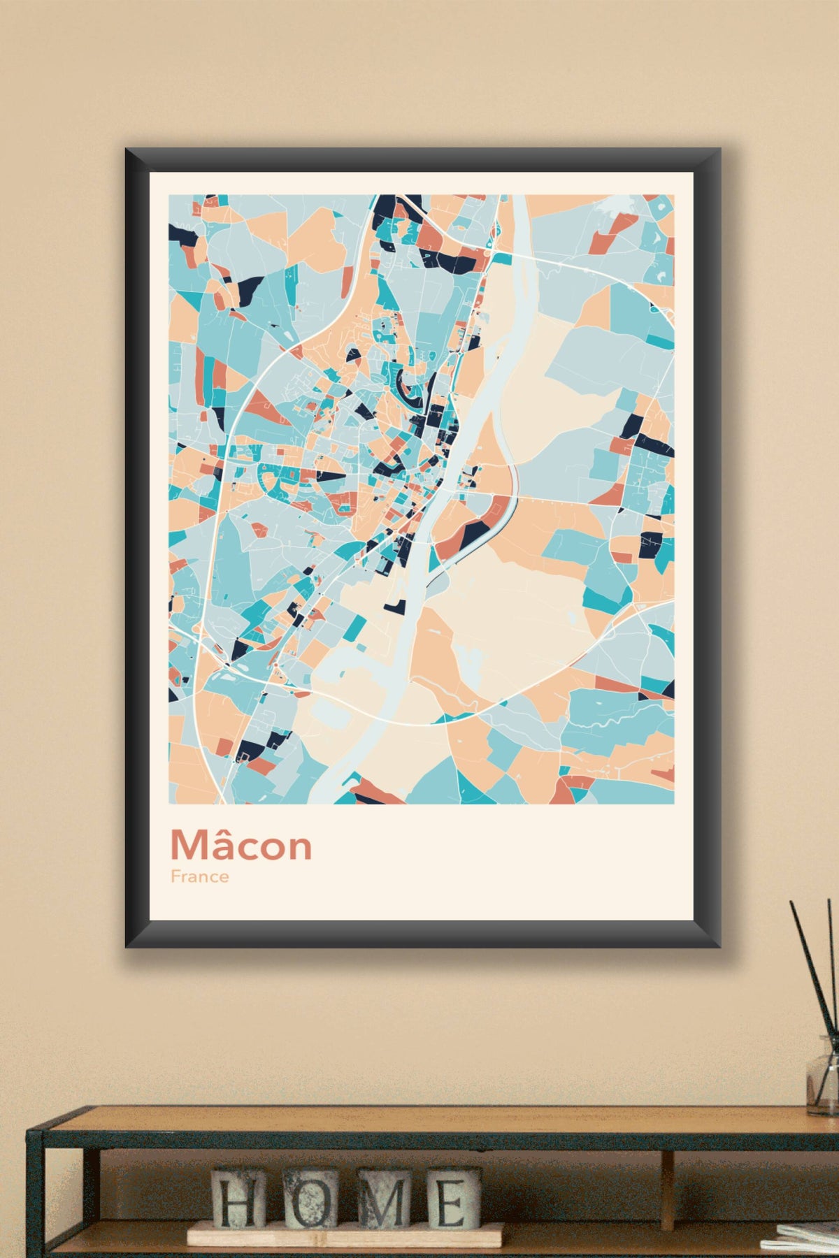 Plan de Mâcon coloré - Carte personnalisée