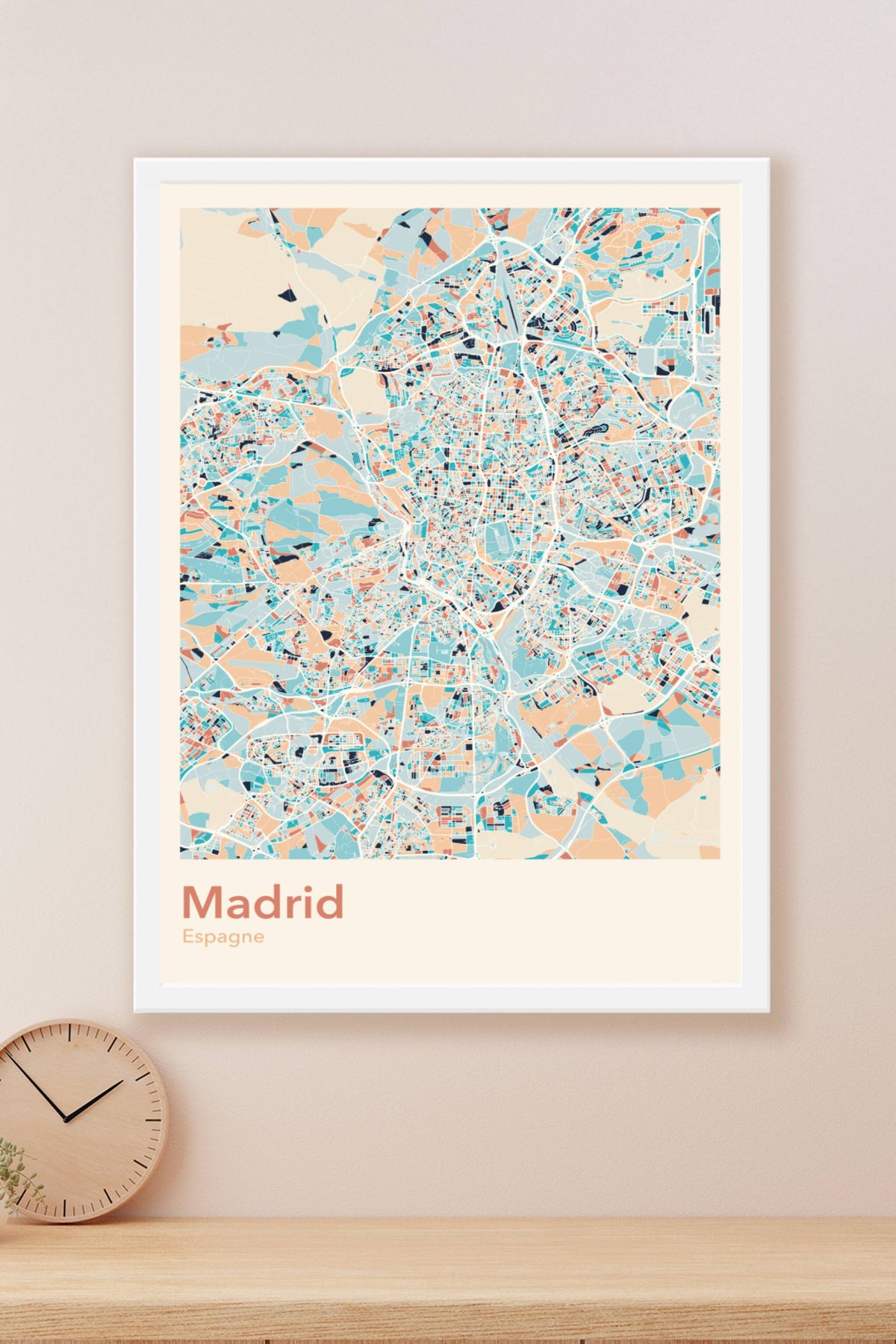 Plan de Madrid coloré - Carte personnalisée