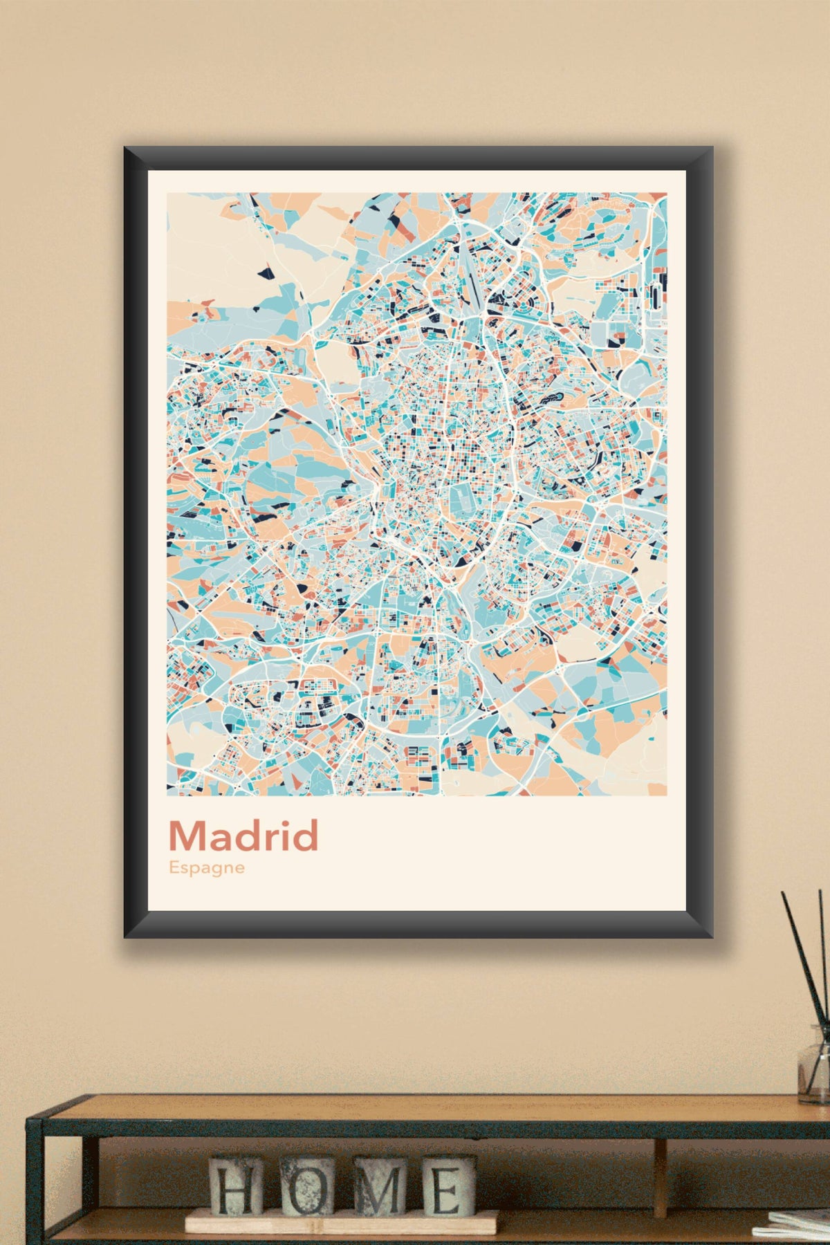 Plan de Madrid coloré - Carte personnalisée