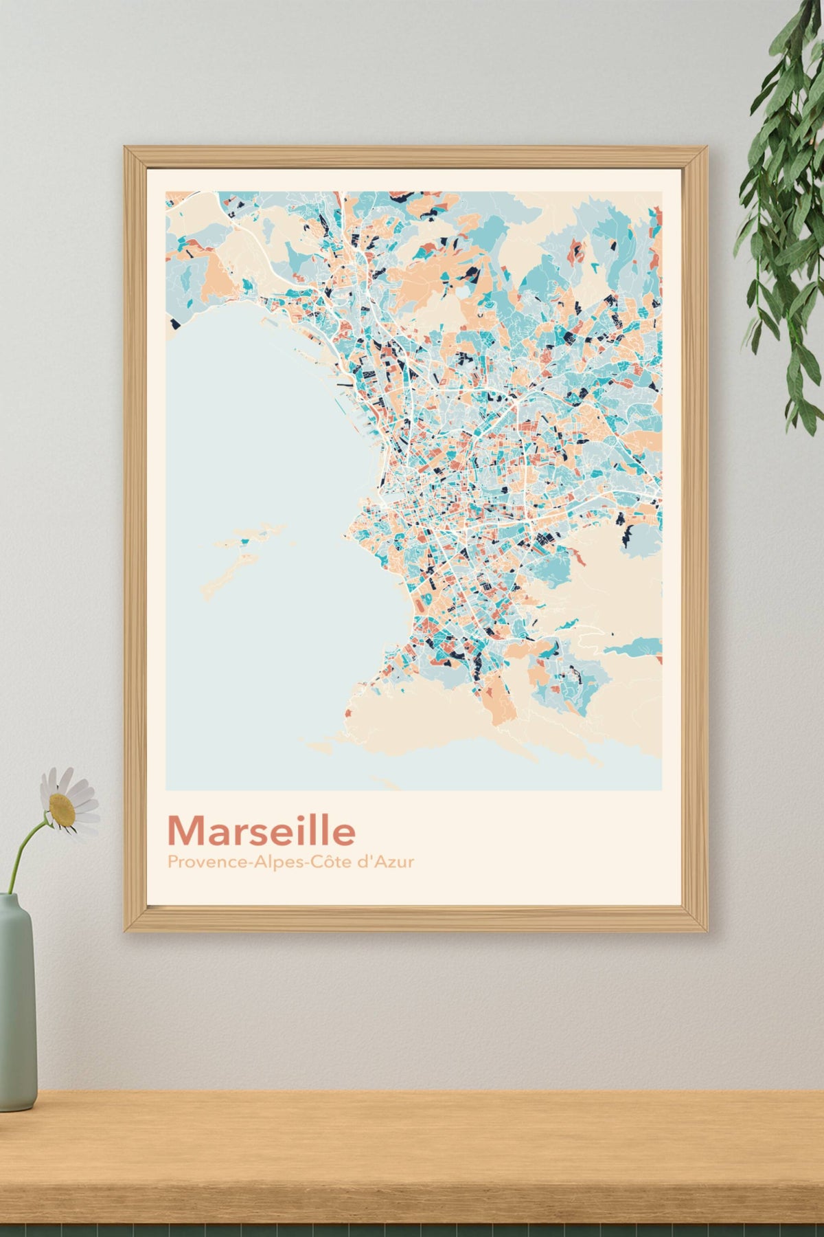 Plan de Marseille coloré - Carte personnalisée