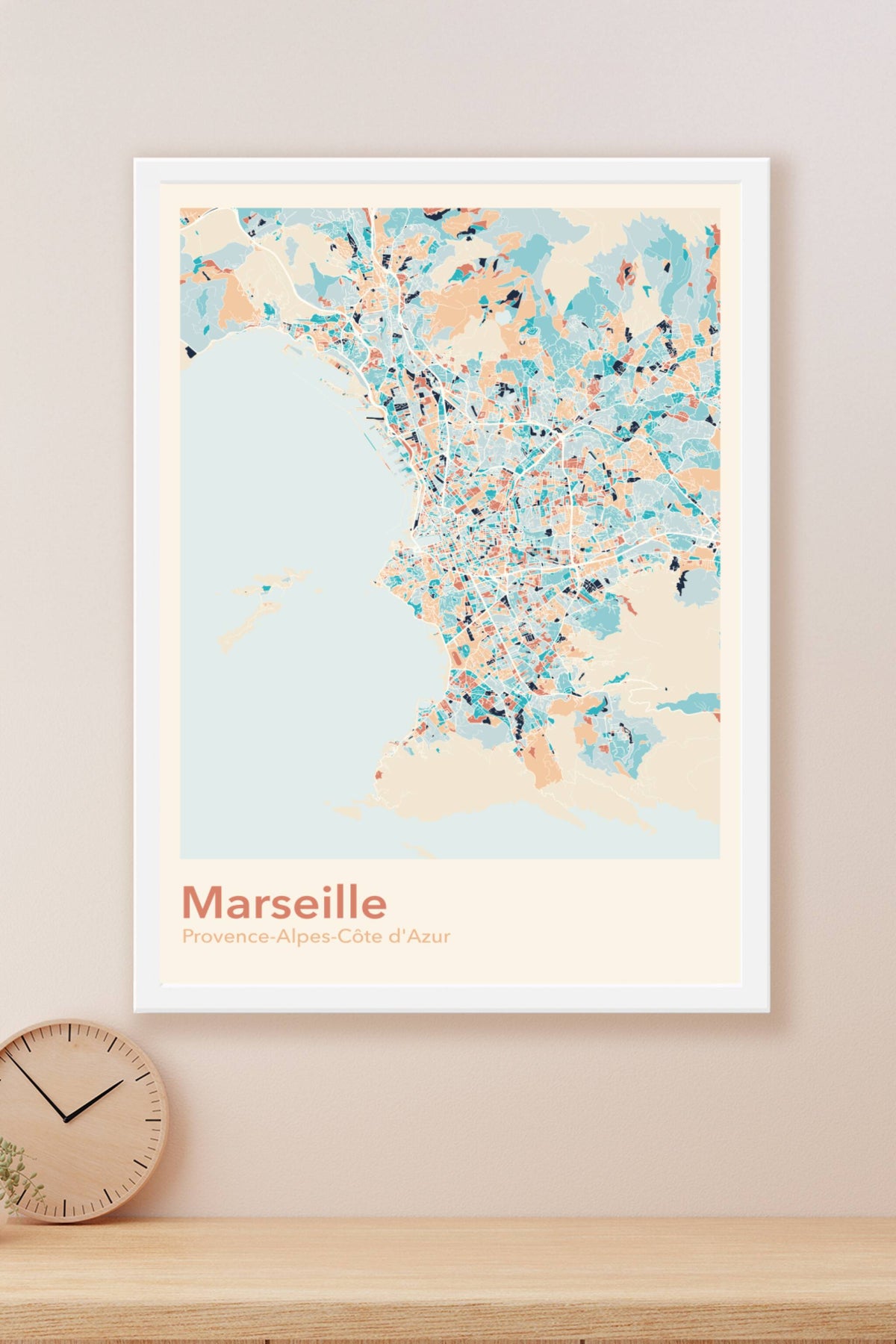 Plan de Marseille coloré - Carte personnalisée