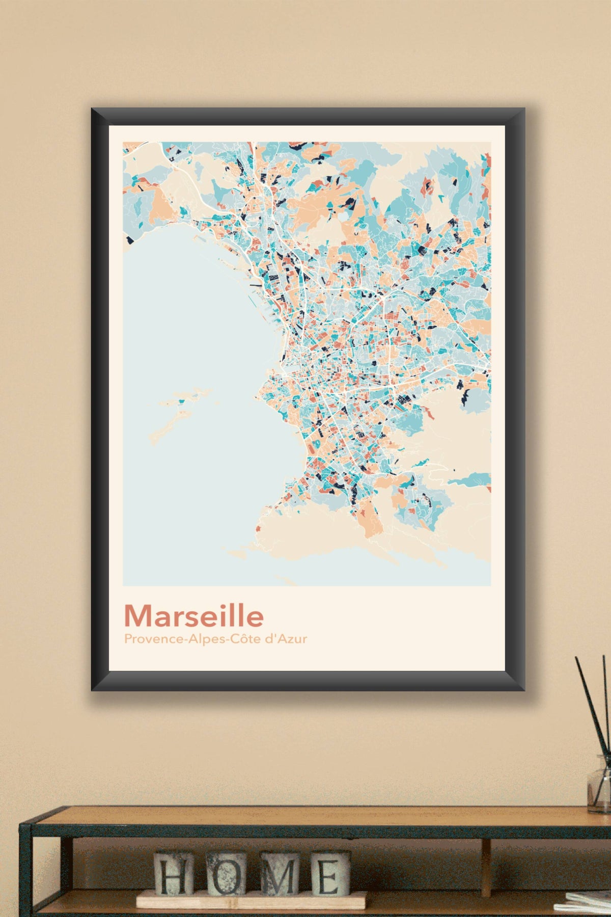 Plan de Marseille coloré - Carte personnalisée