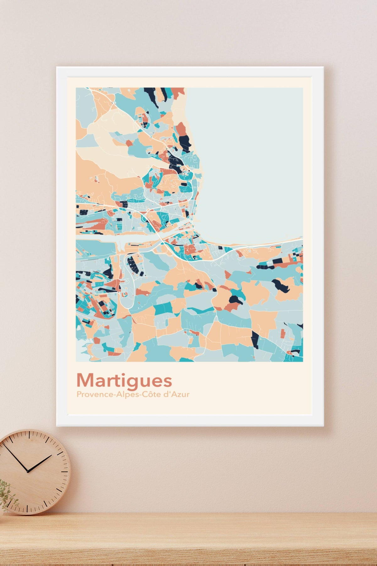 Plan de Martigues coloré - Carte personnalisée