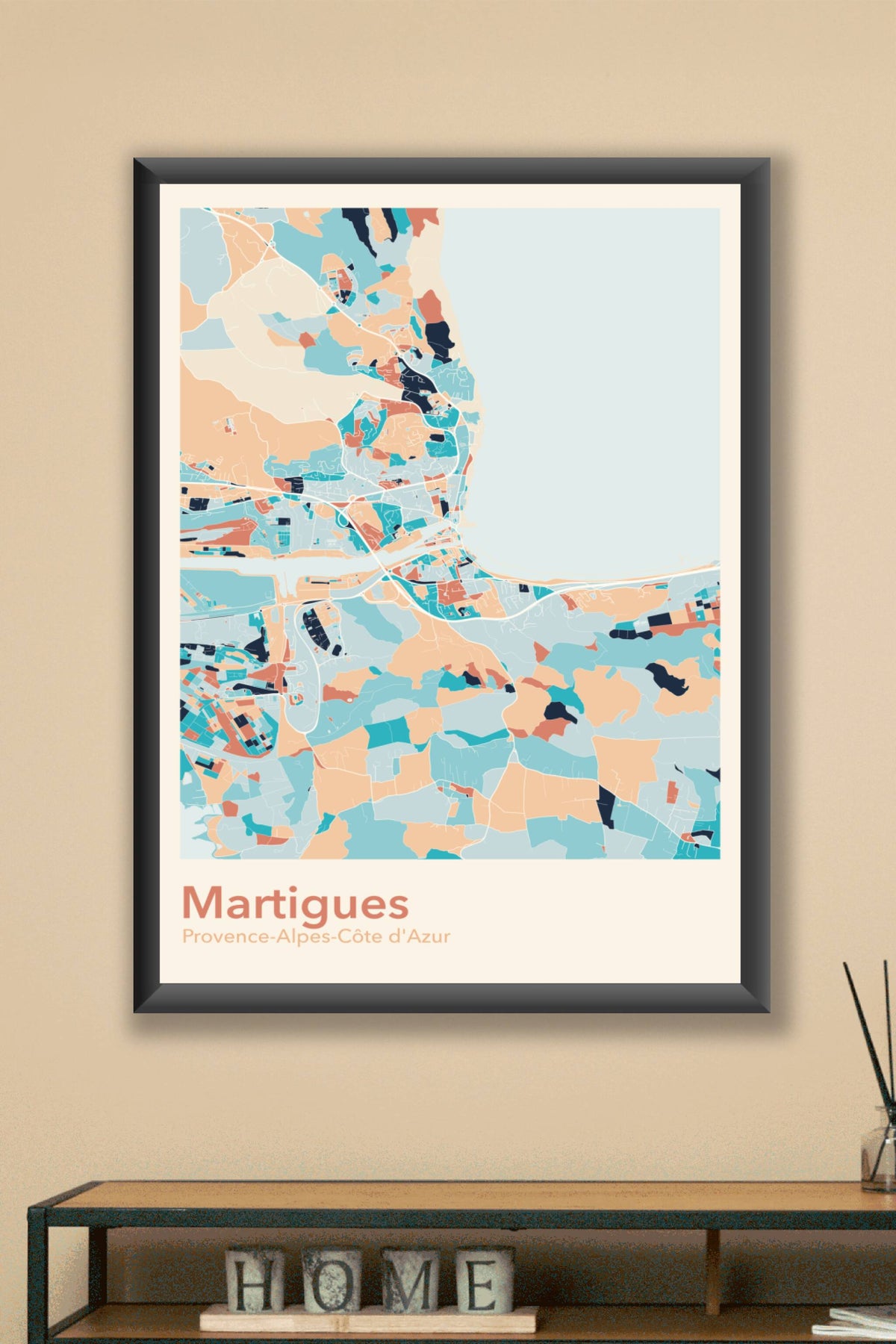 Plan de Martigues coloré - Carte personnalisée
