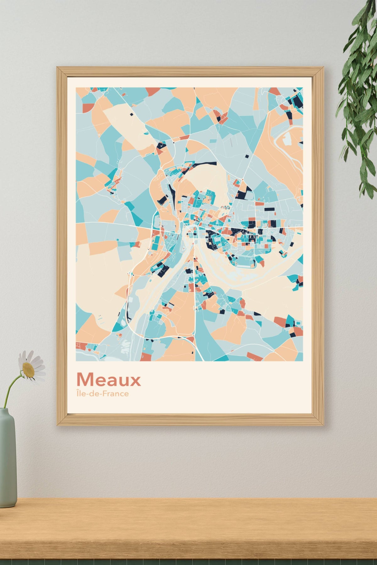 Plan de Meaux coloré - Carte personnalisée