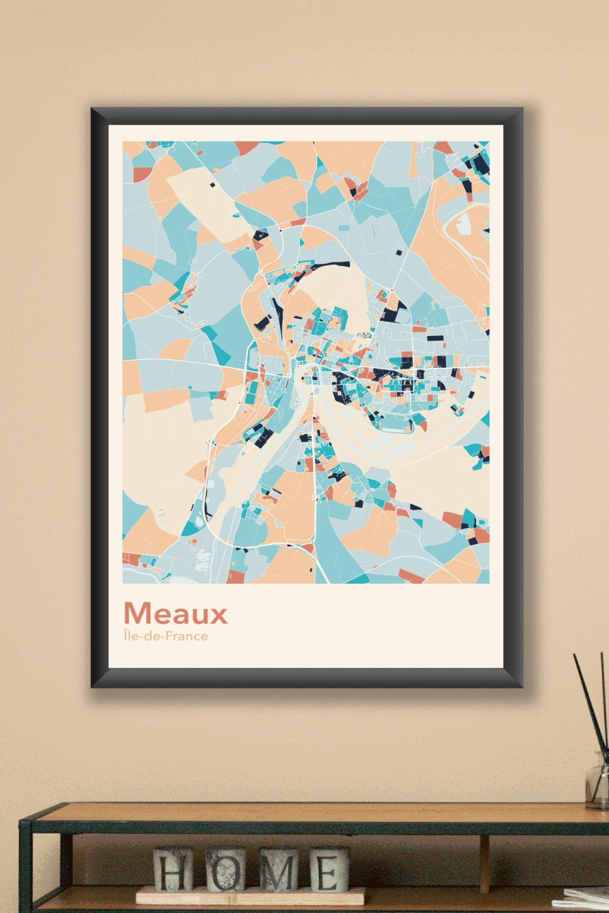 Plan de Meaux coloré - Carte personnalisée
