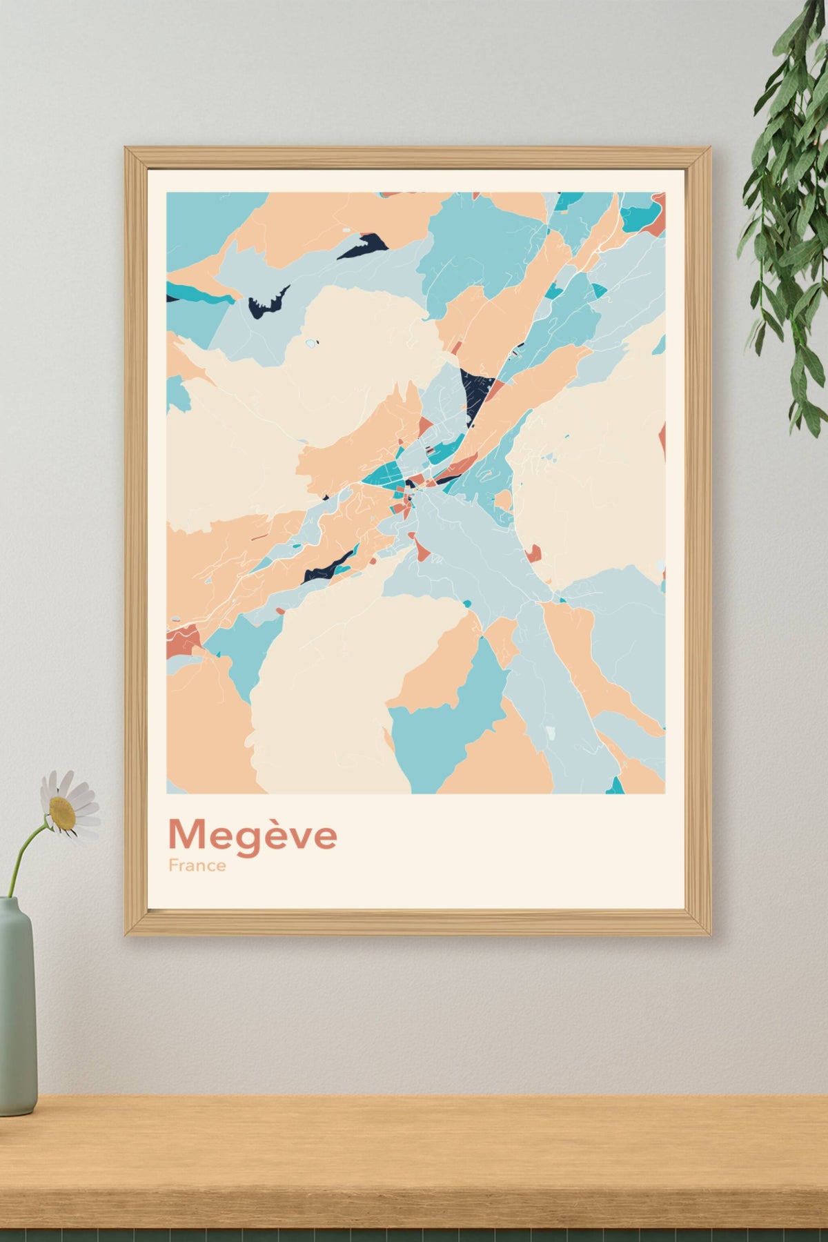 Plan de Megève coloré - Carte personnalisée