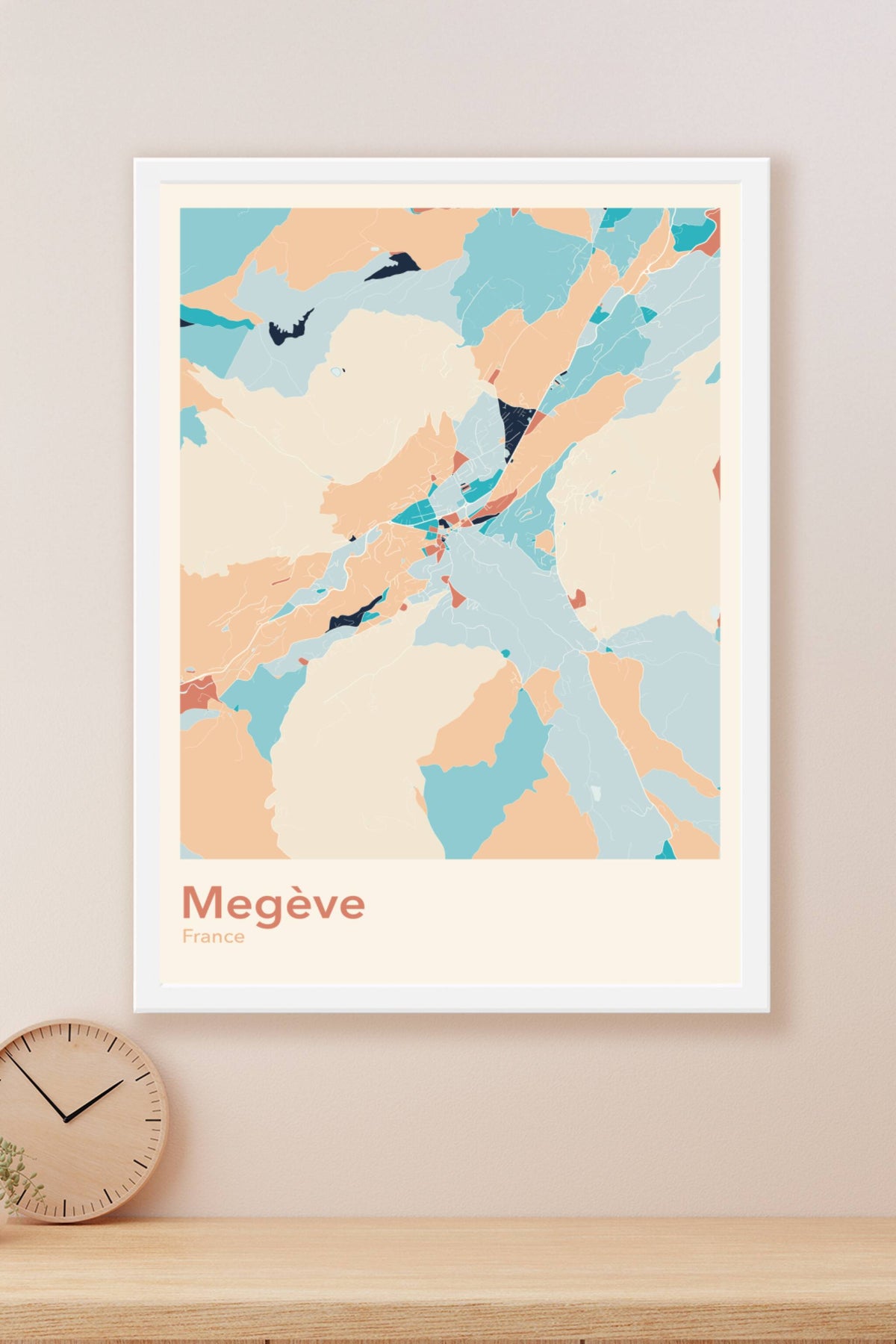 Plan de Megève coloré - Carte personnalisée