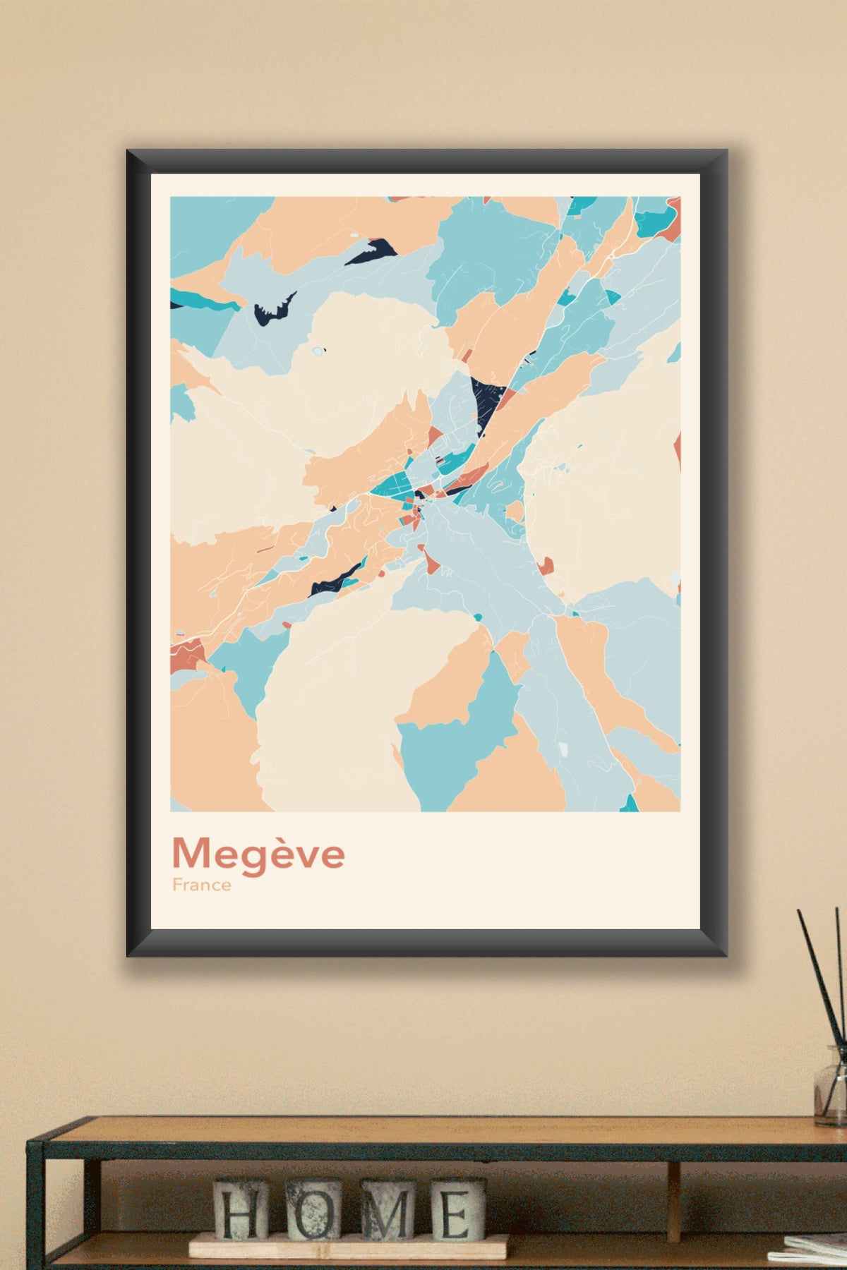 Plan de Megève coloré - Carte personnalisée