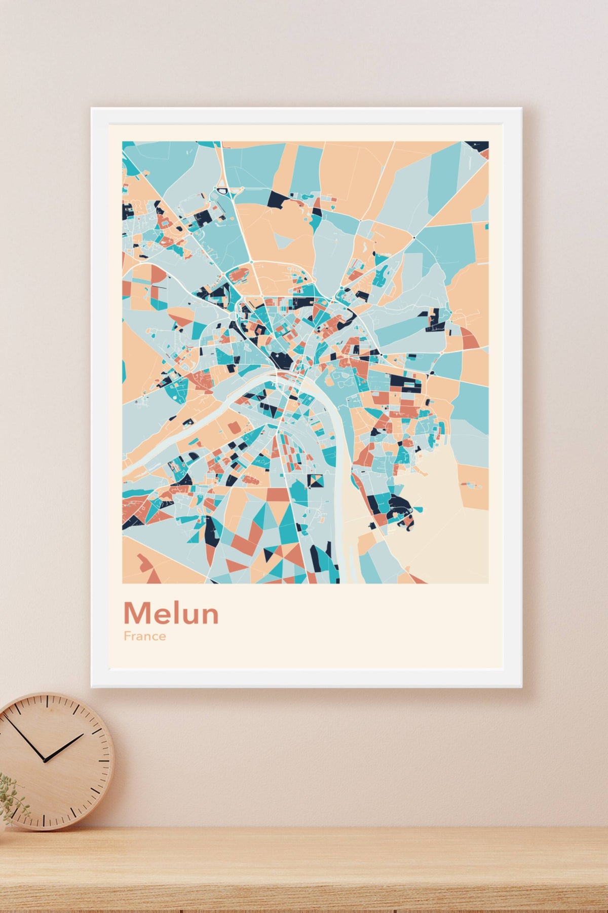 Plan de Melun coloré - Carte personnalisée
