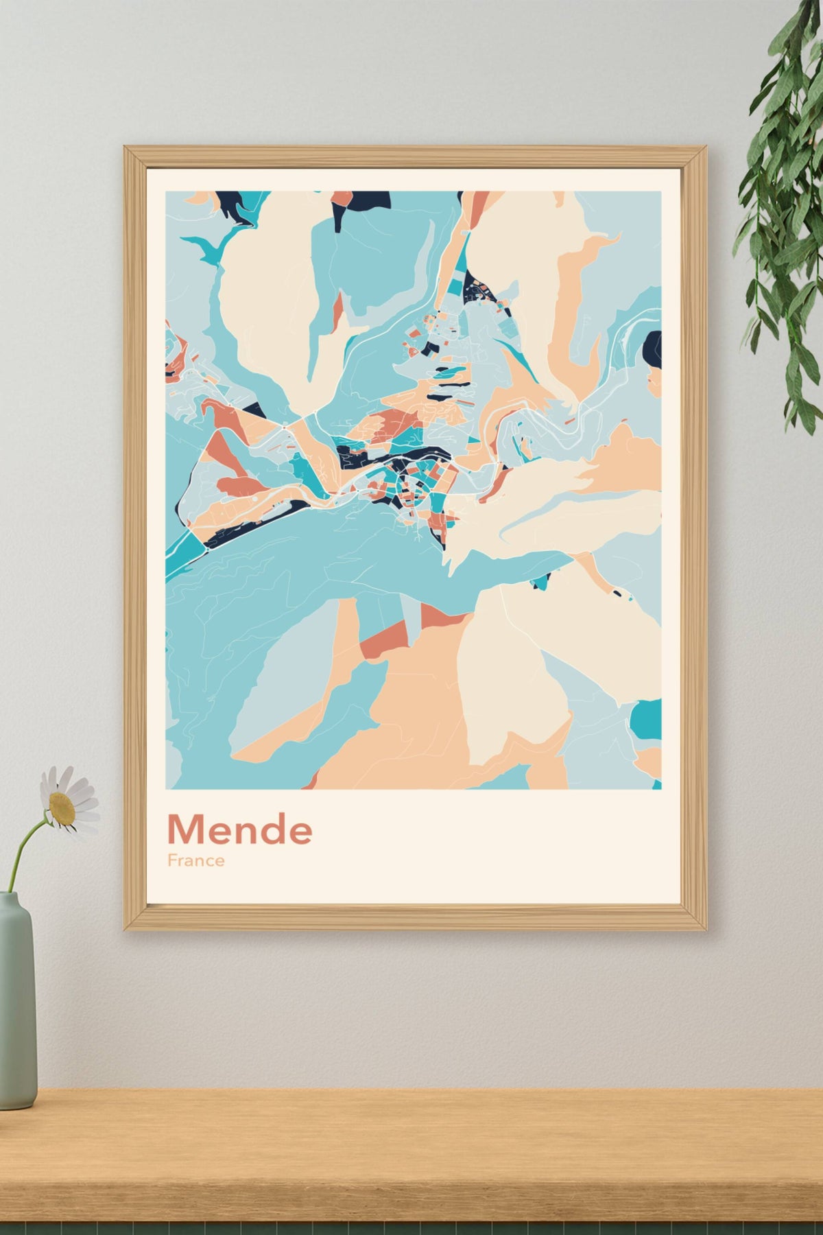 Plan de Mende coloré - Carte personnalisée