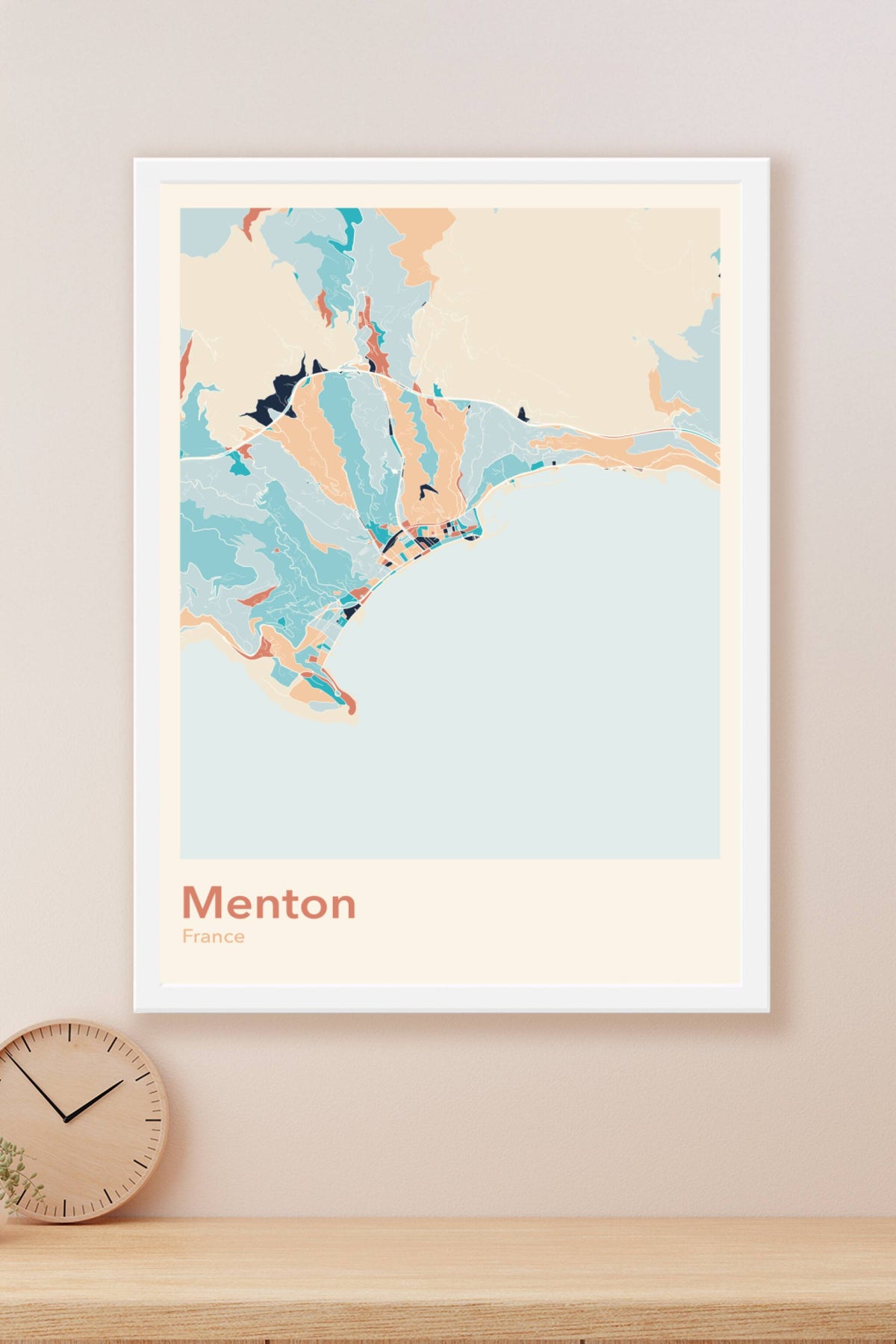 Plan de Menton coloré - Carte personnalisée
