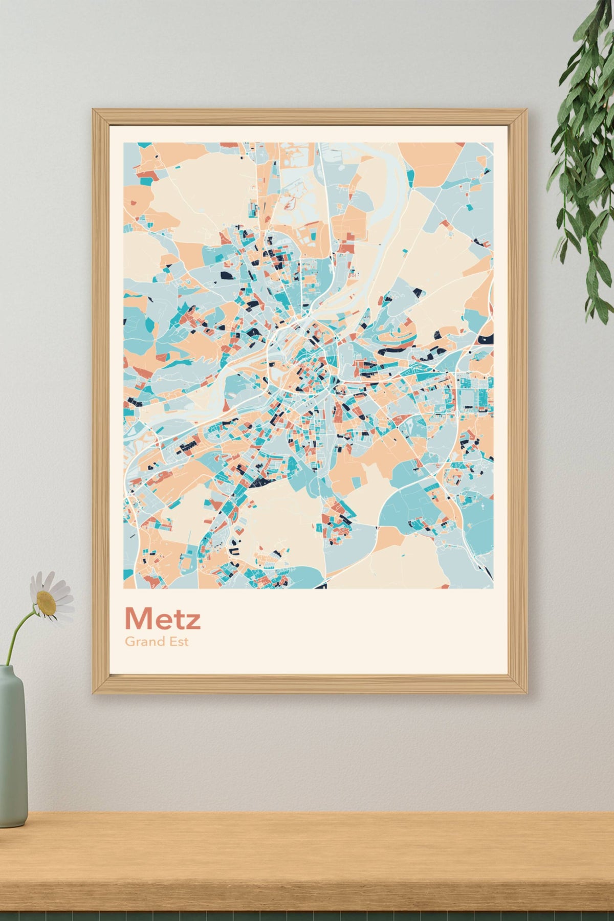 Plan de Metz coloré - Carte personnalisée