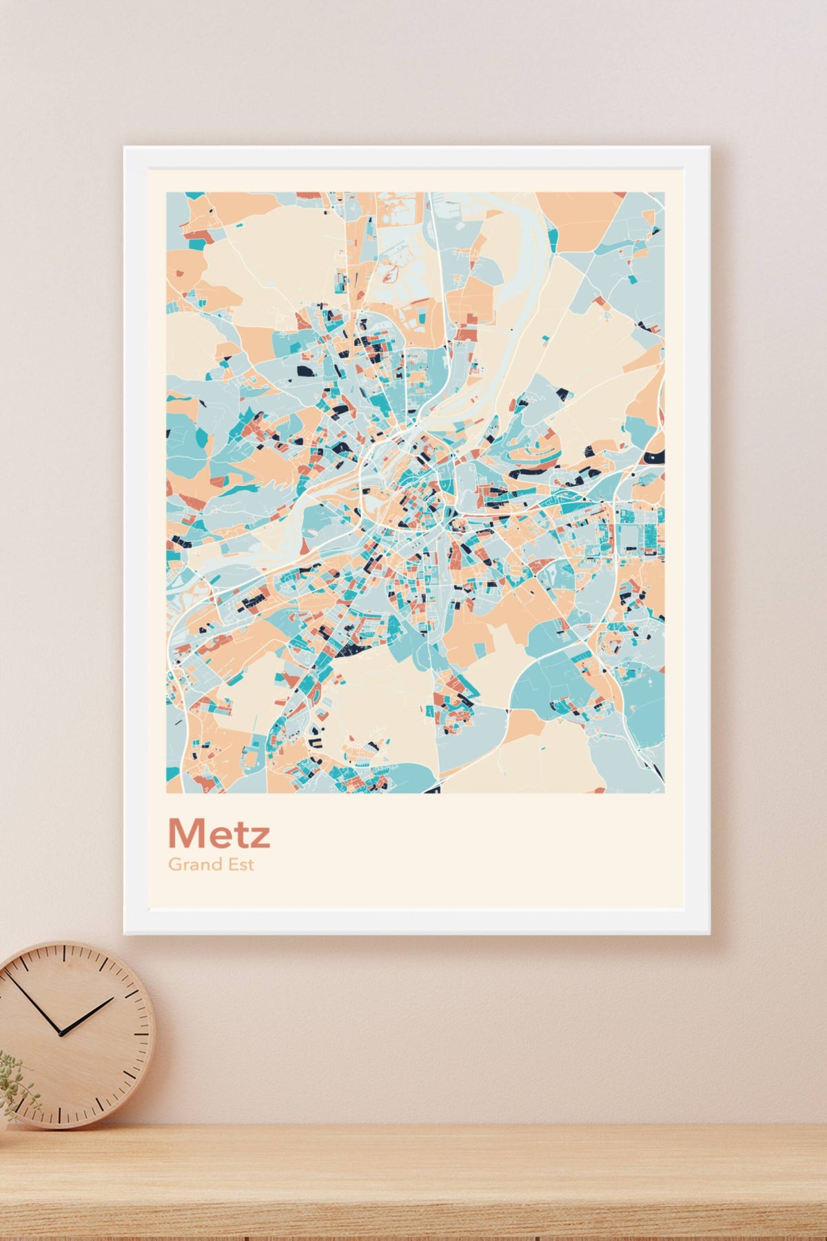 Plan de Metz coloré - Carte personnalisée