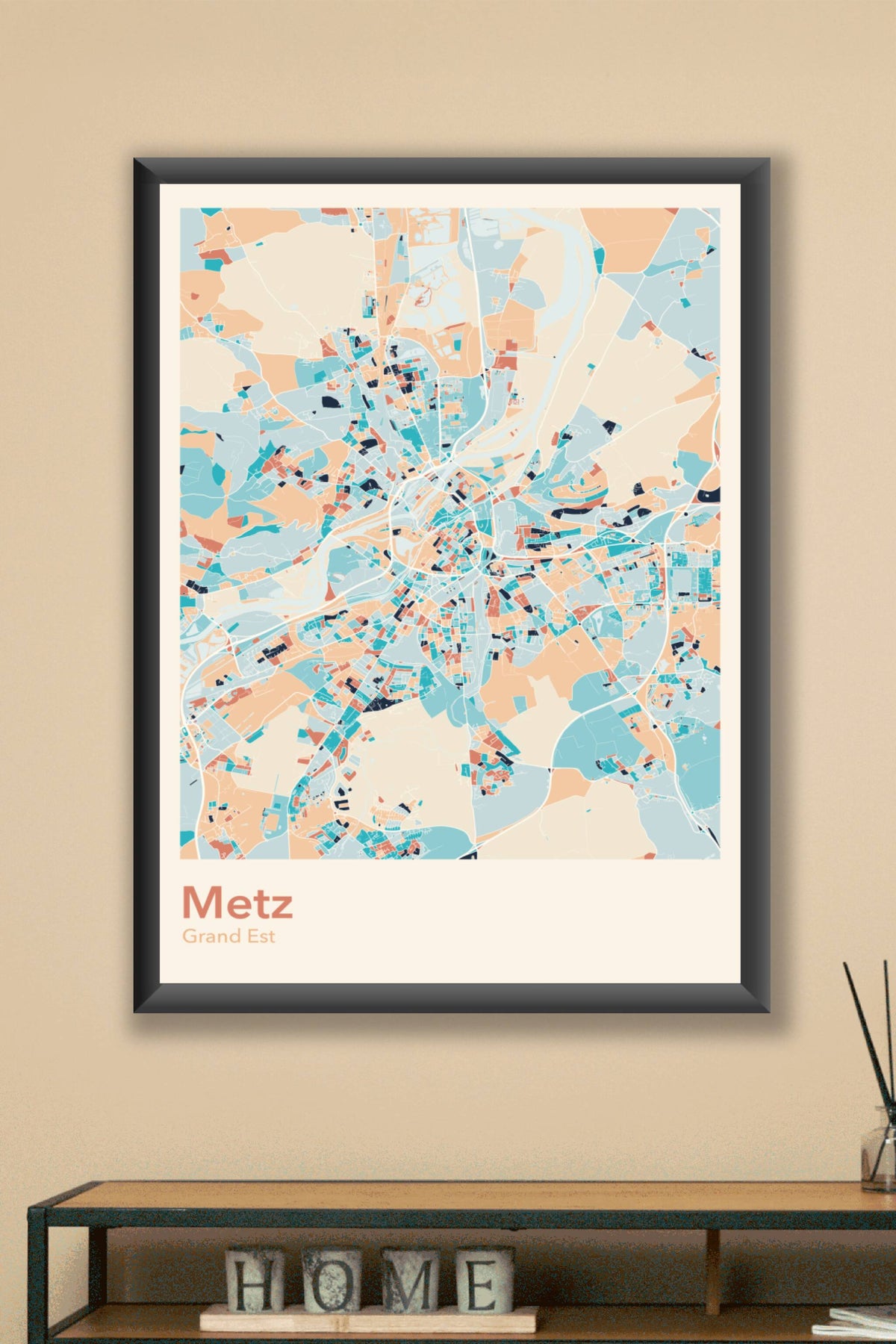Plan de Metz coloré - Carte personnalisée