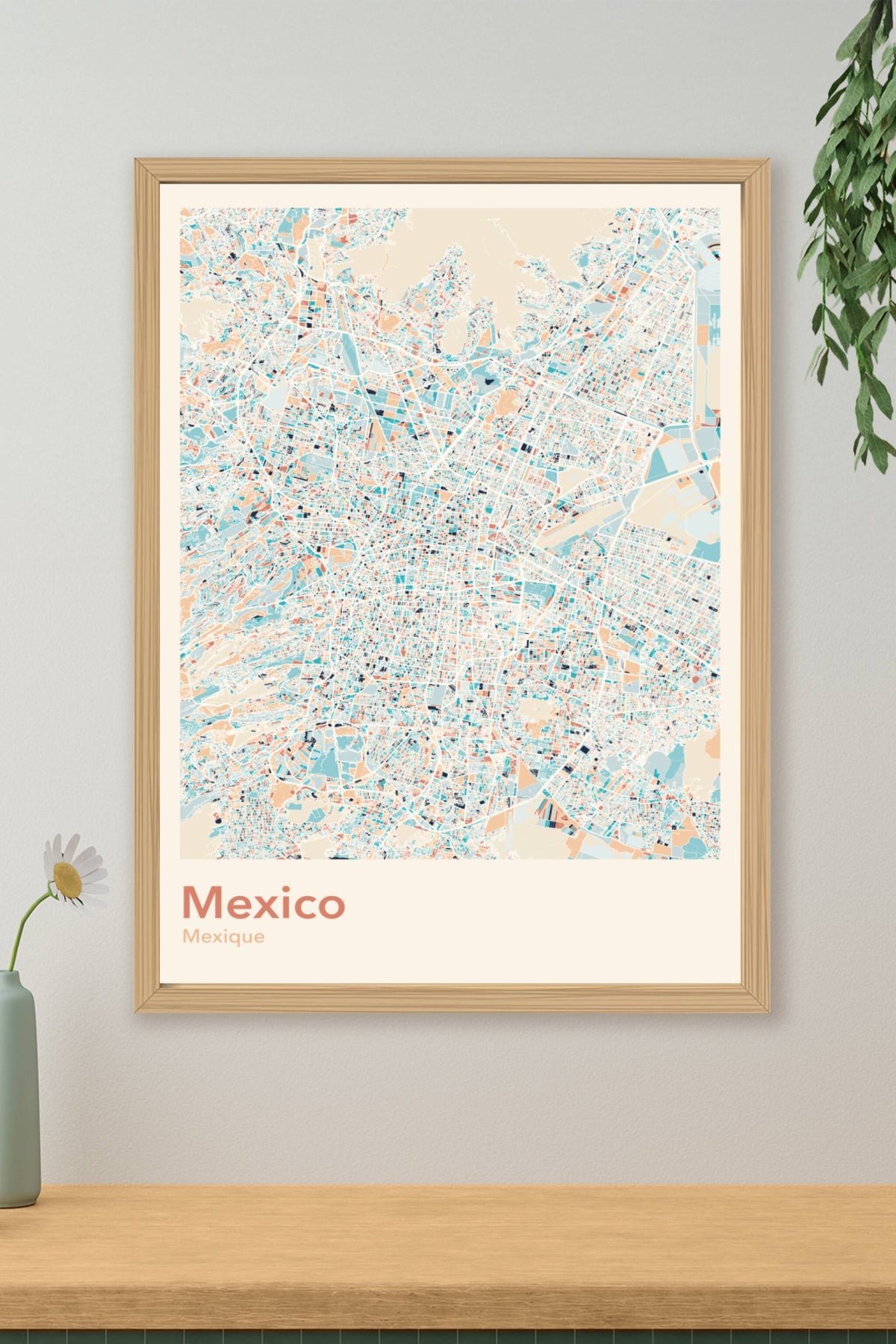 Plan de Mexico coloré - Carte personnalisée