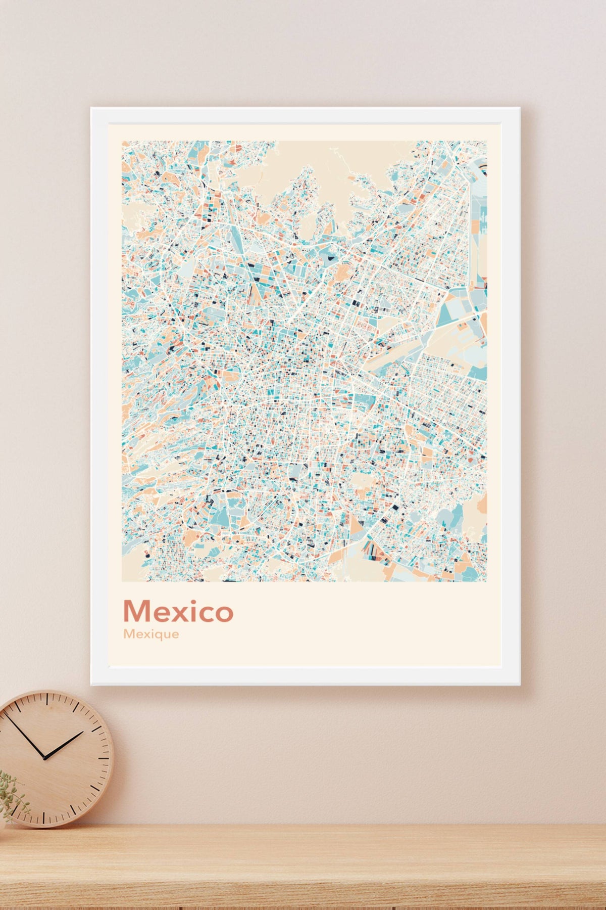 Plan de Mexico coloré - Carte personnalisée