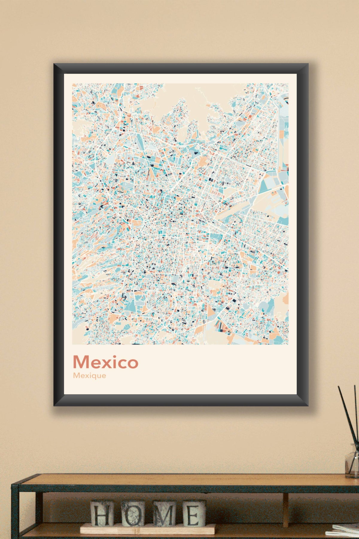 Plan de Mexico coloré - Carte personnalisée