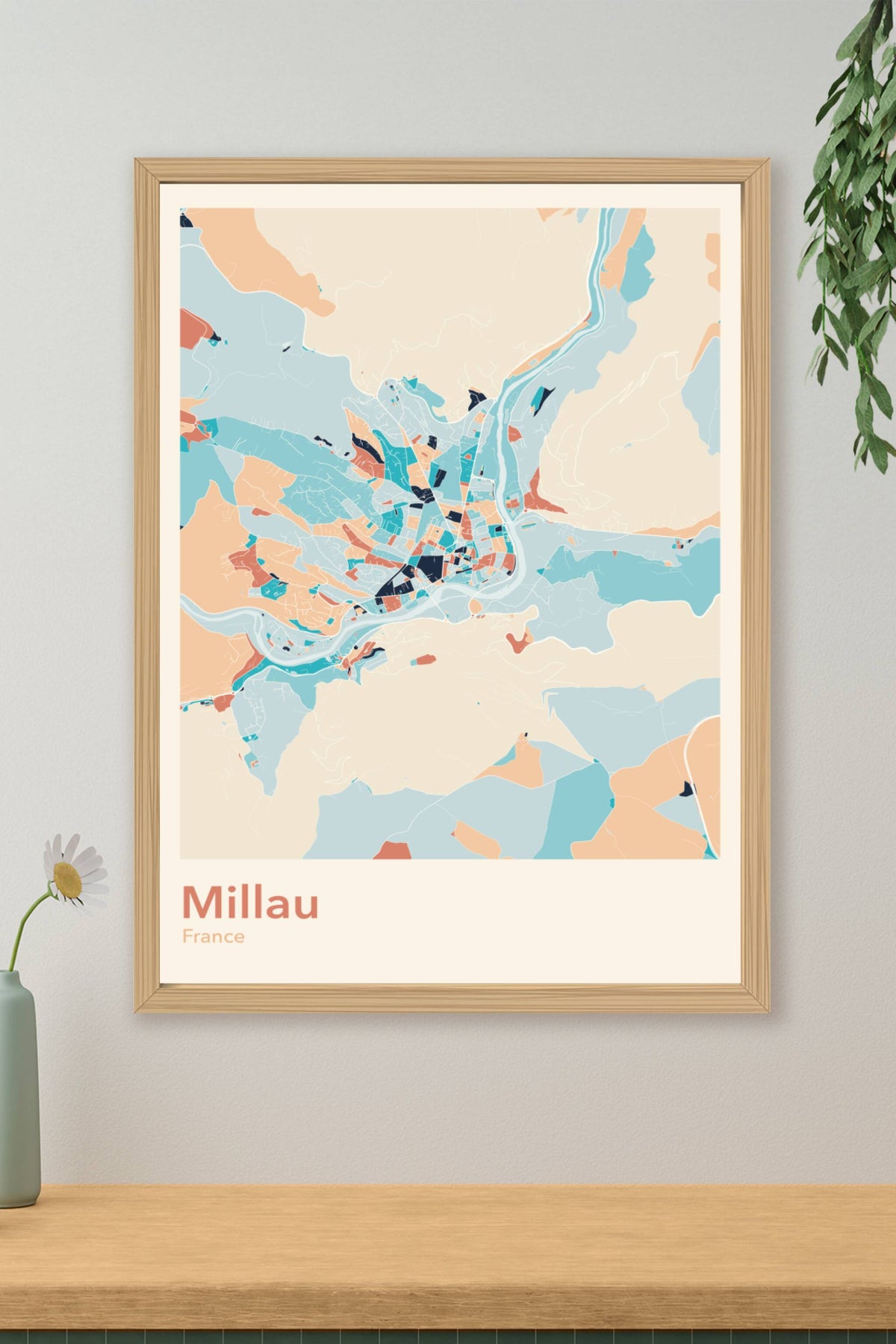Plan de Millau coloré - Carte personnalisée